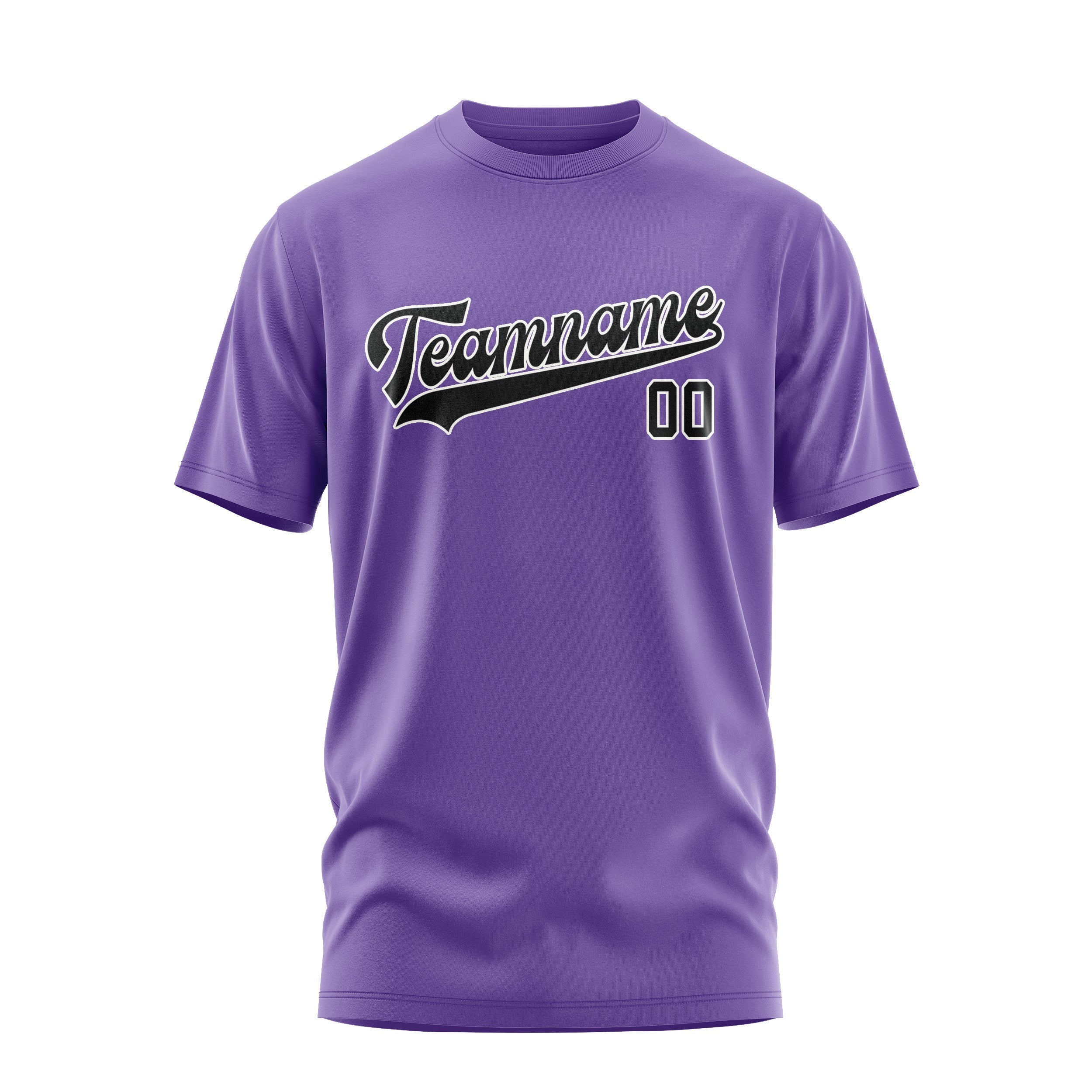 Custom Light Purple Black T-Shirt