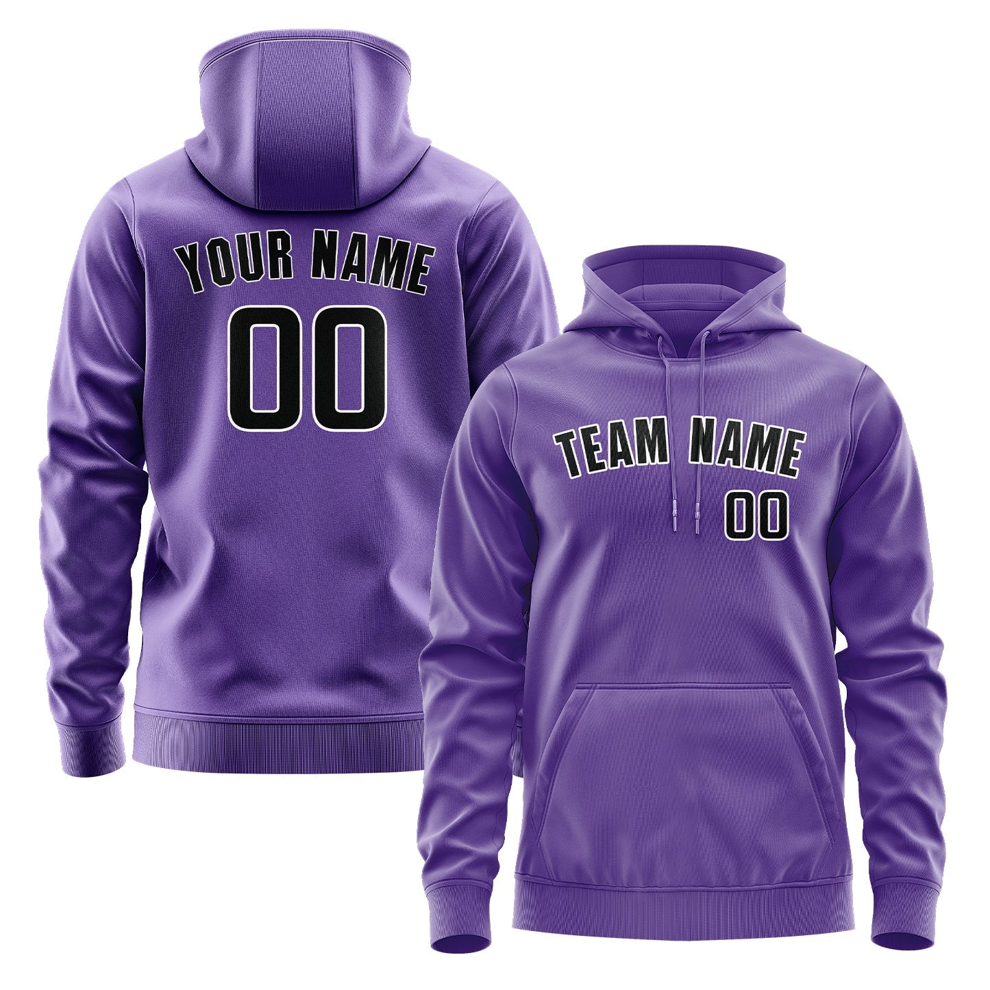 Custom Light Purple Black Hoodie