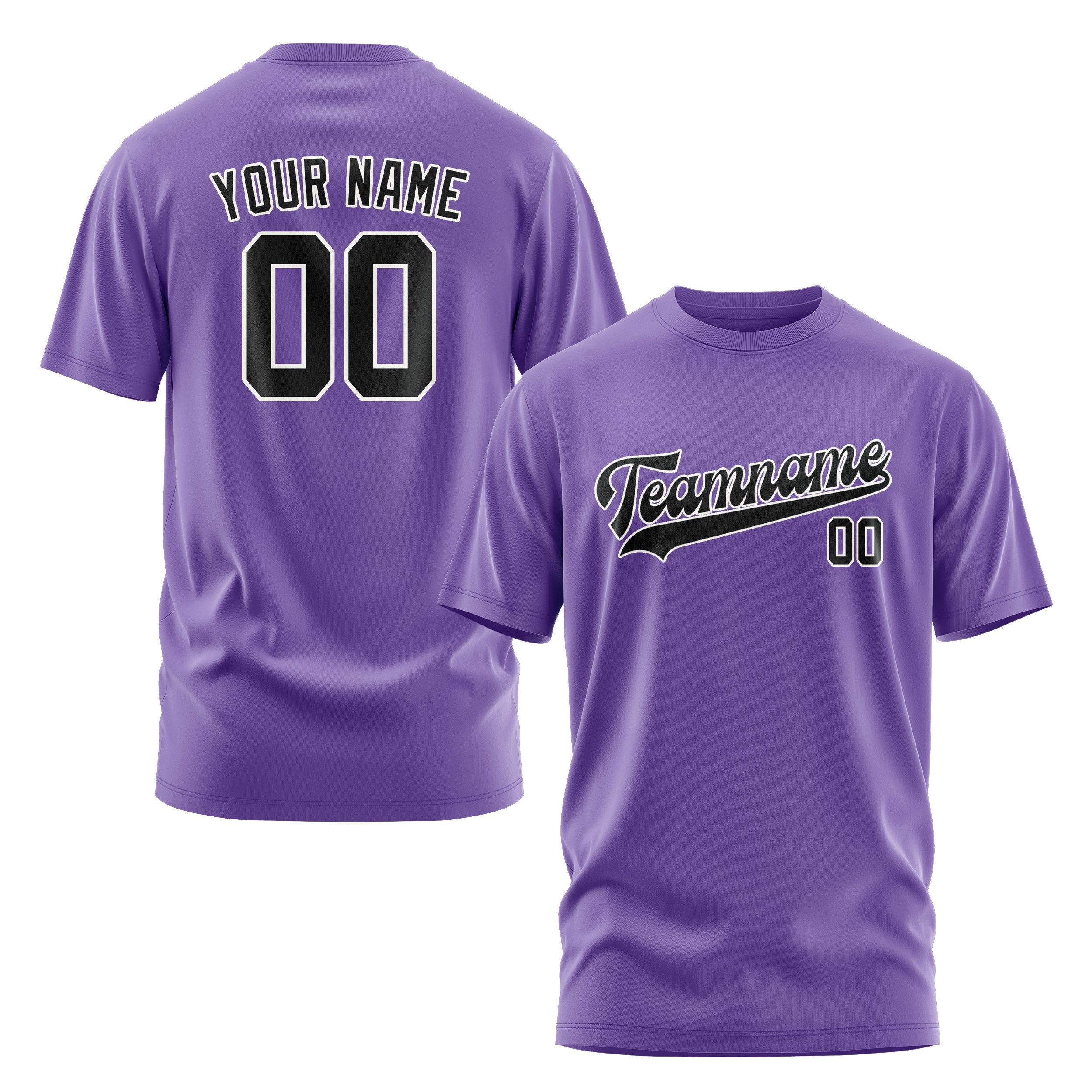 Custom Light Purple Black T-Shirt