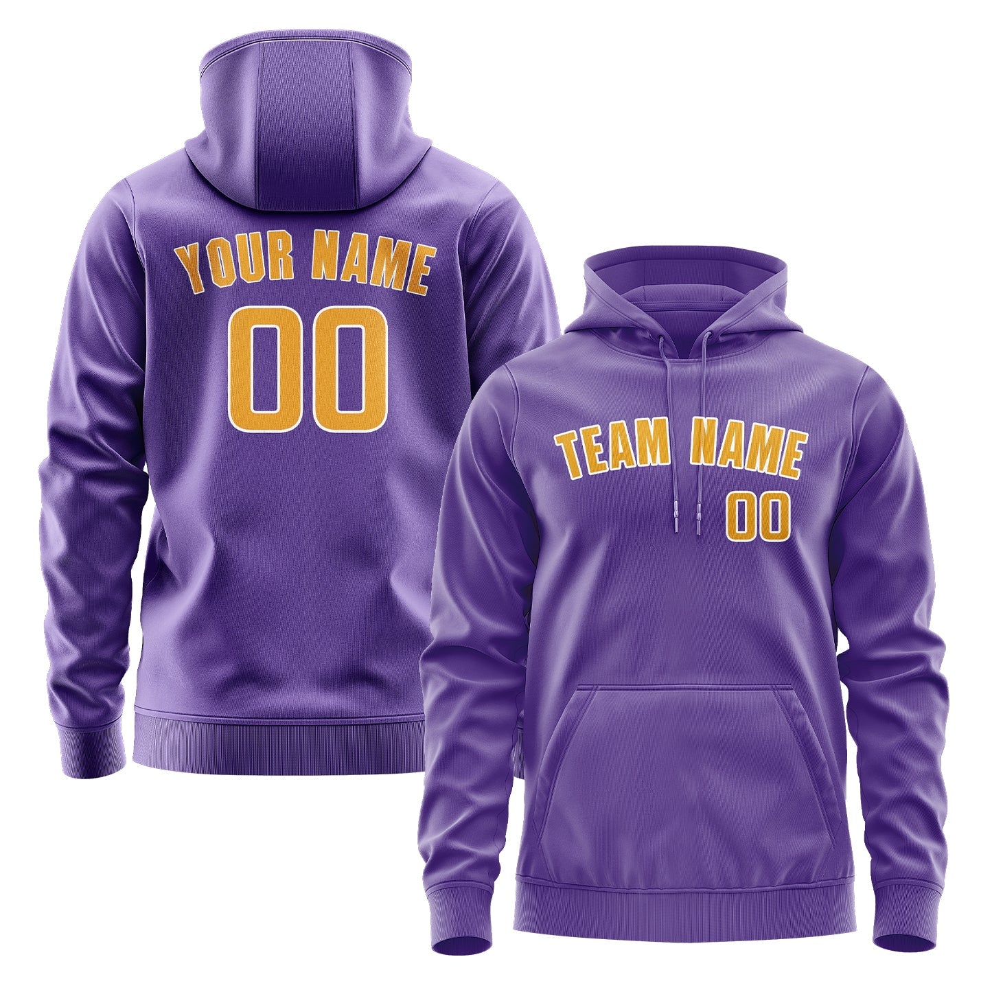 Custom Light Purple Yellow Hoodie