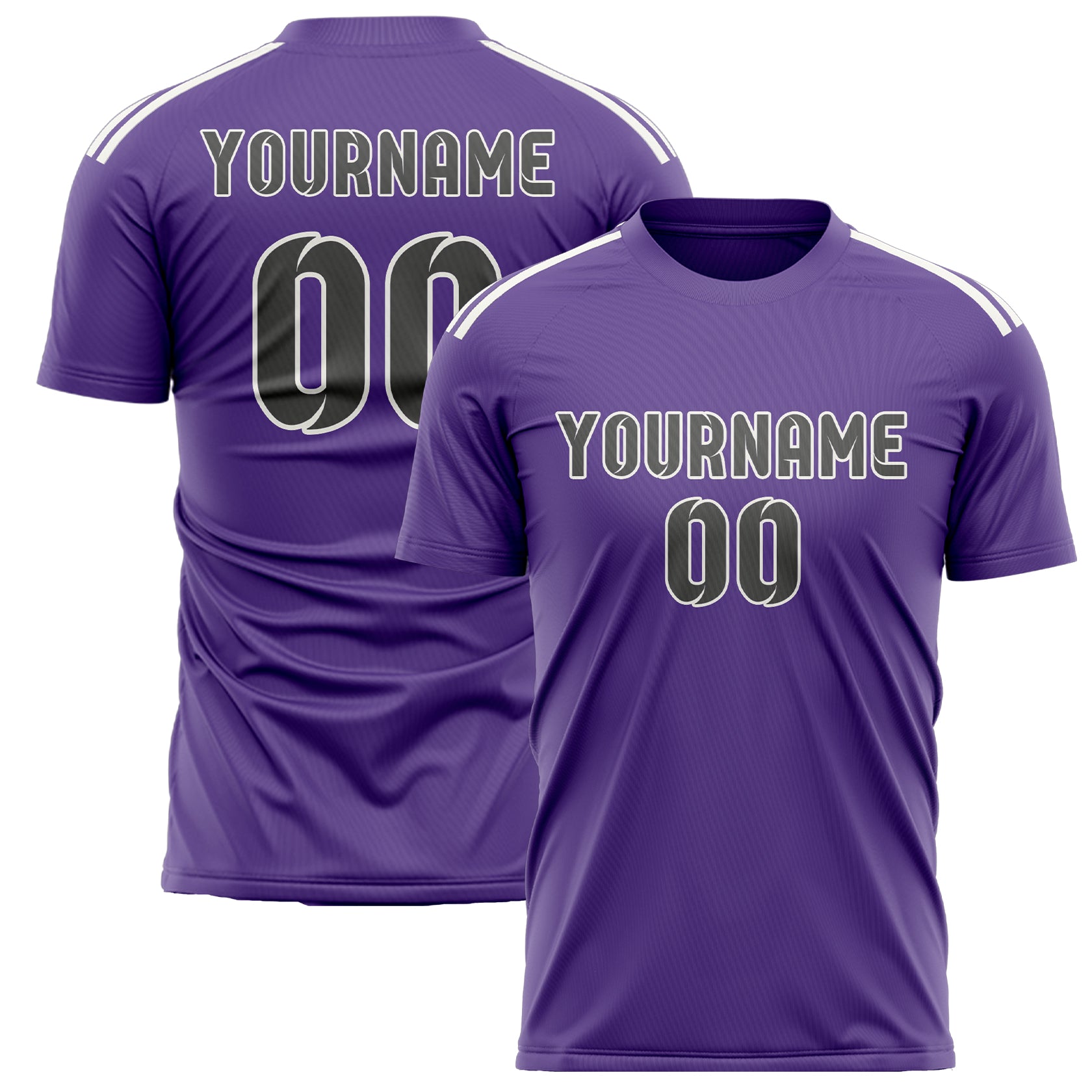 Custom Light Purple Dark Grey Soccer Jersey