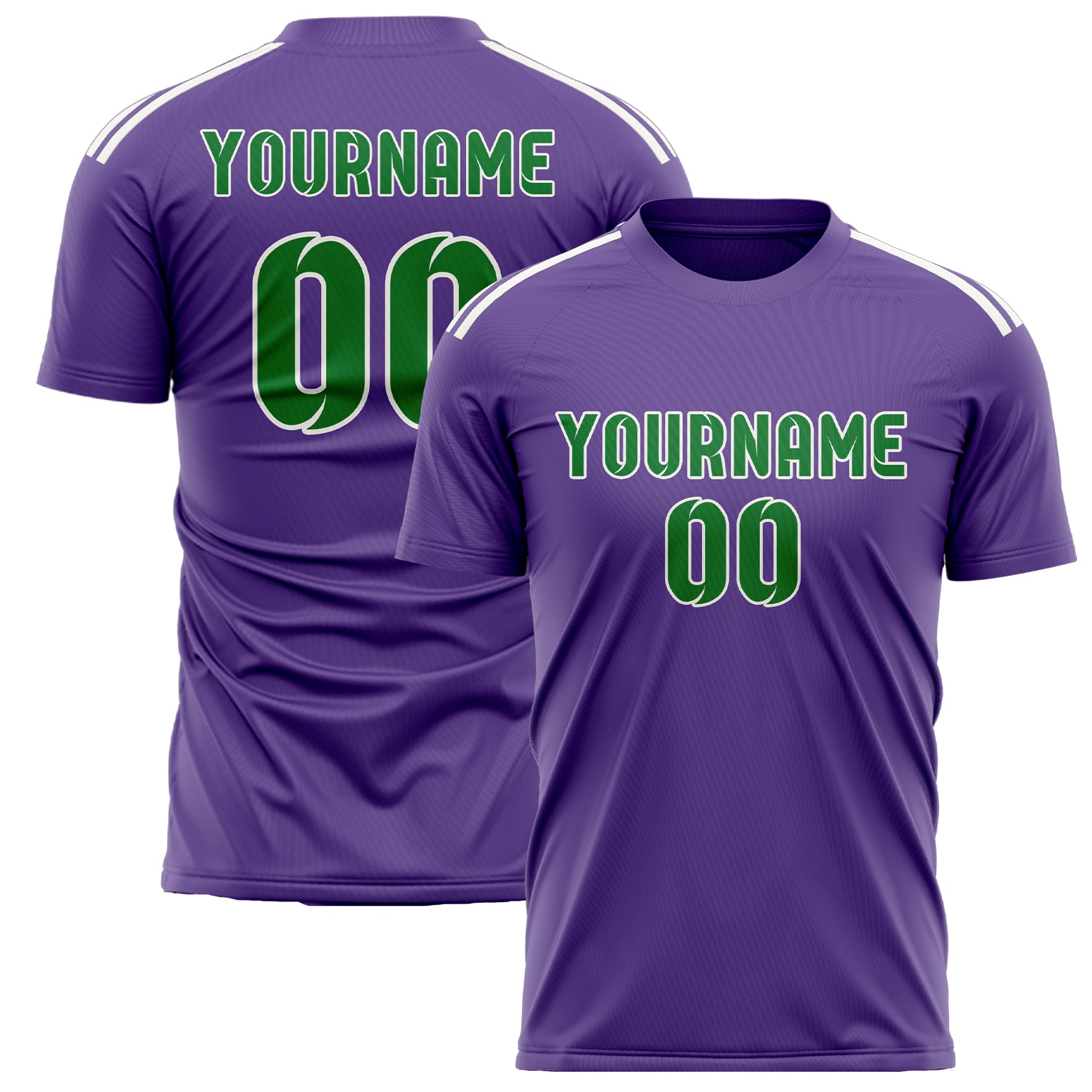 Custom Light Purple Emerald Green Soccer Jersey