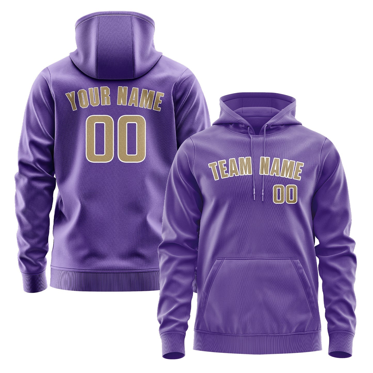 Custom Light Purple Light Khaki Hoodie