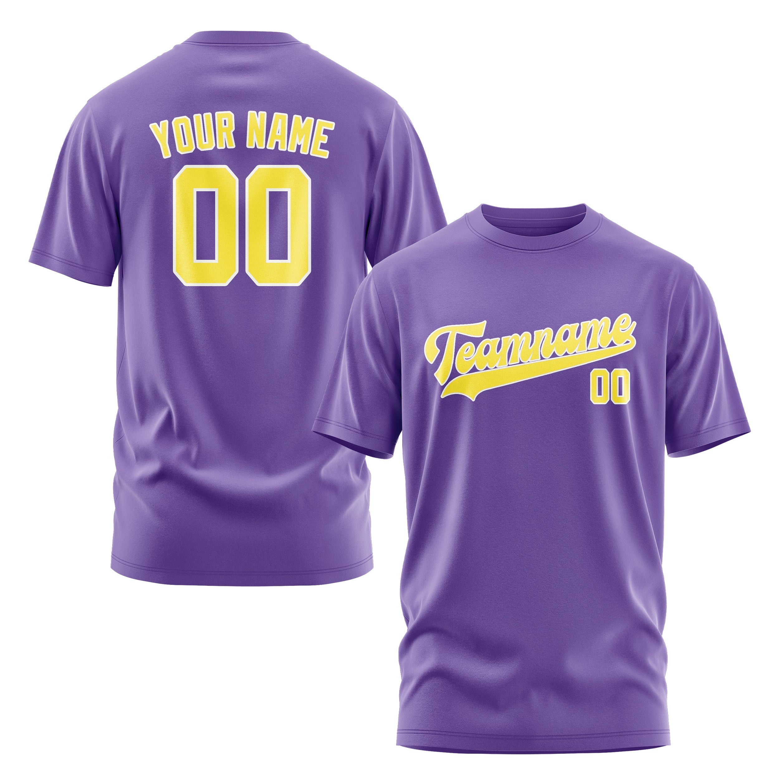 Custom Light Purple Light Yellow T-Shirt
