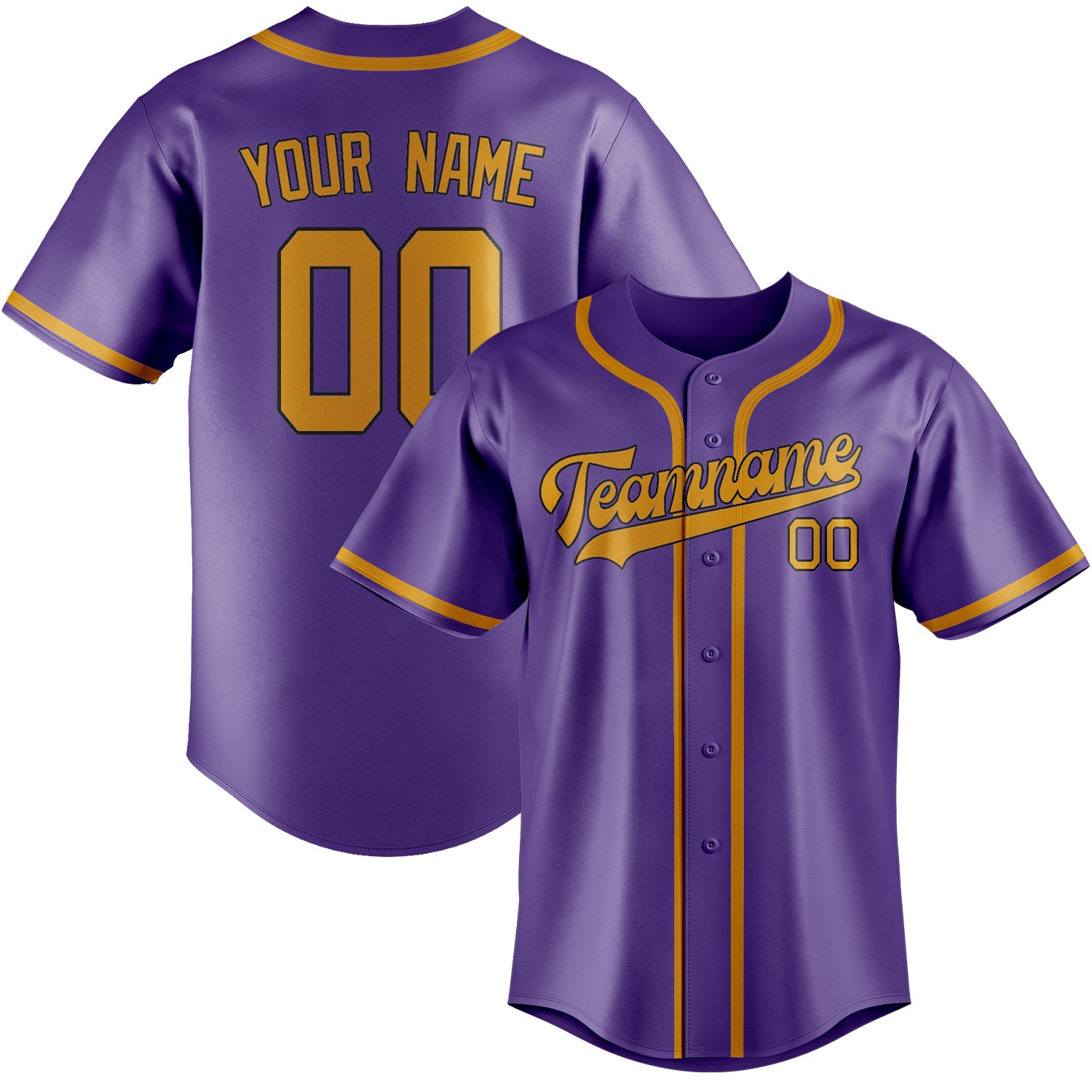 Custom Light Purple Yellow Baseball Jersey