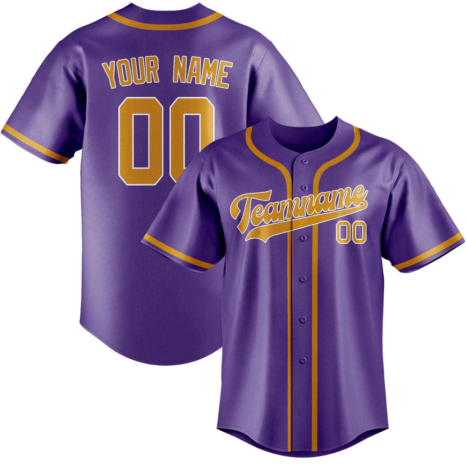 Custom Light Purple Yellow Baseball Jersey