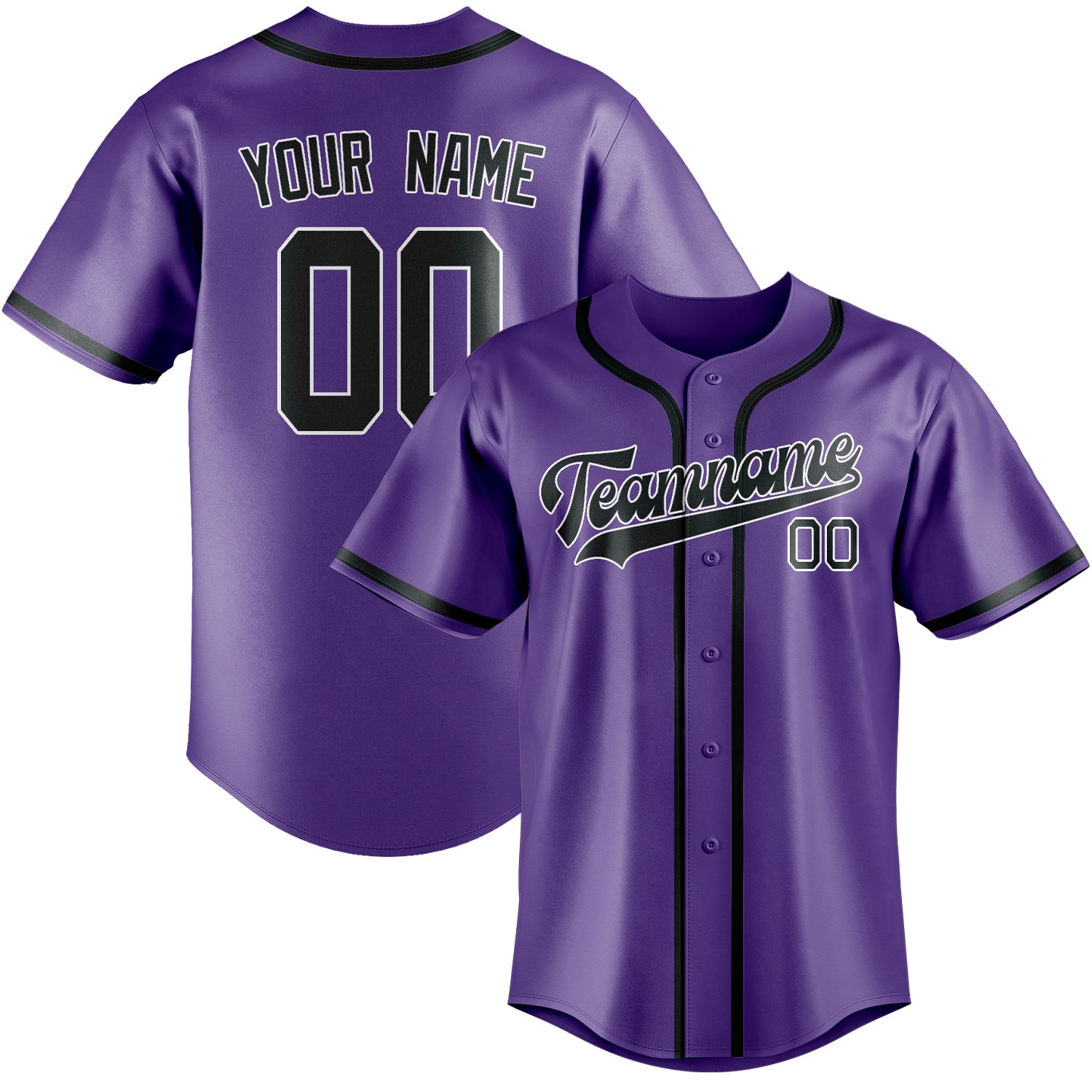 Custom Light Purple Dark Grey Baseball Jersey