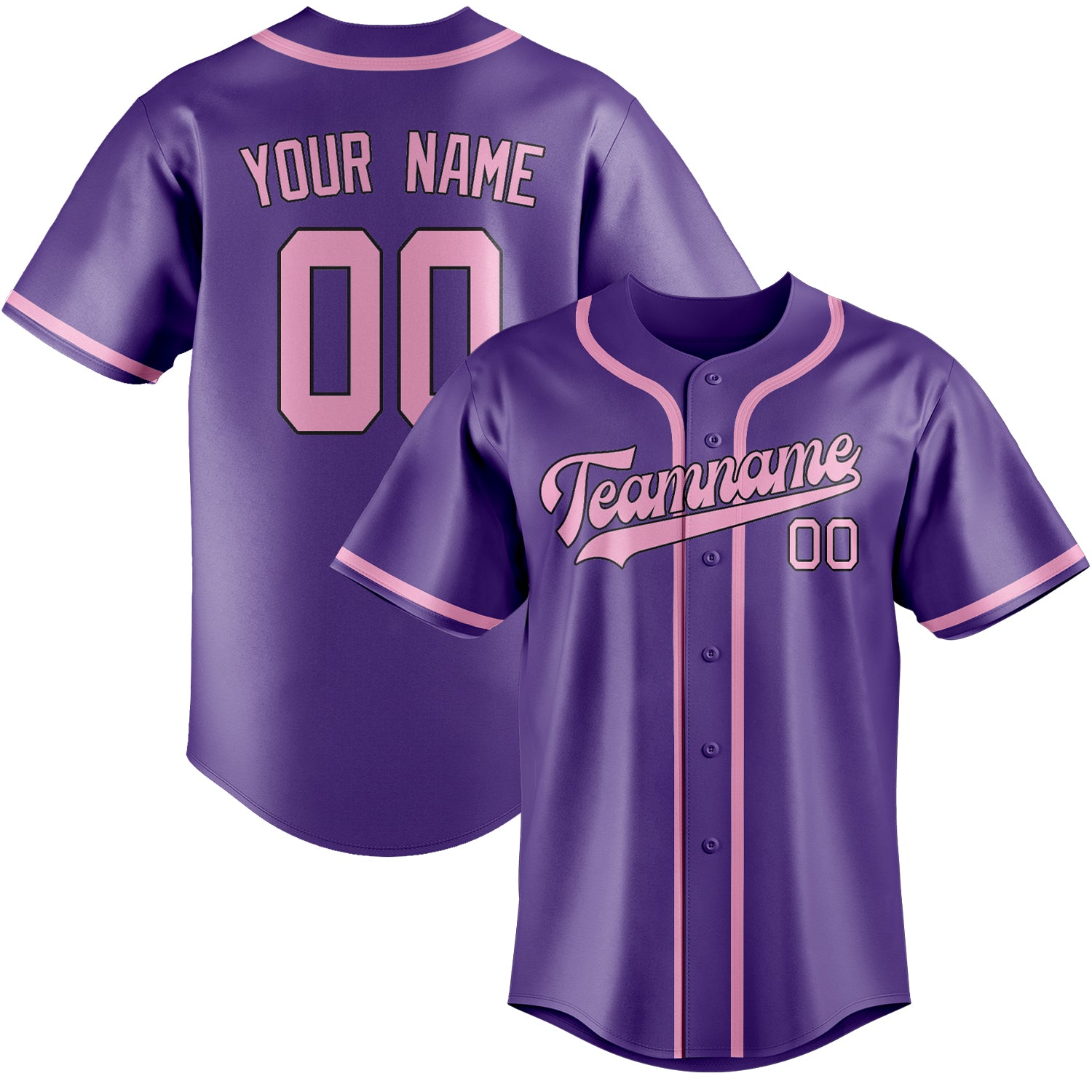 Custom Light Purple Light Pink Baseball Jersey