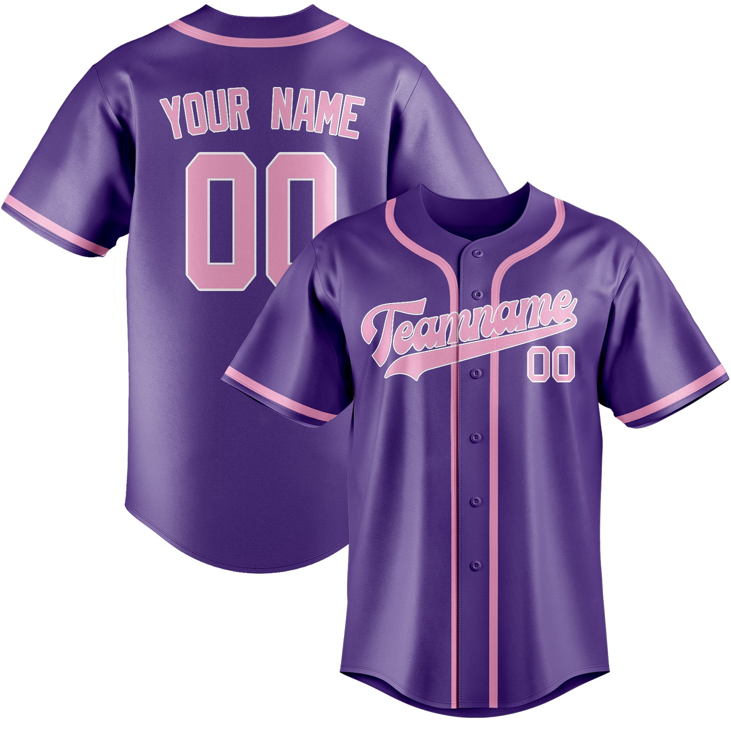 Custom Light Purple Light Pink Baseball Jersey