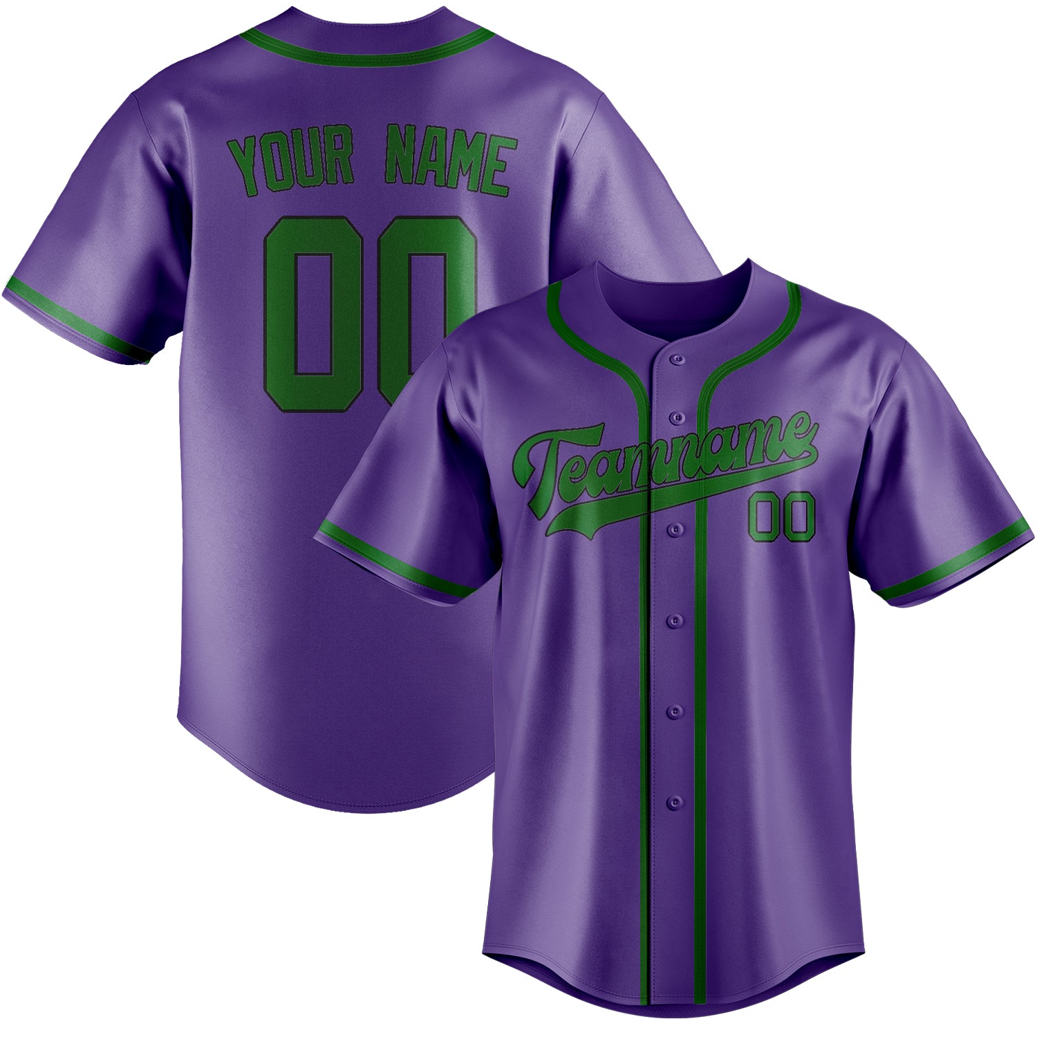 Custom Light Purple Emerald Green Baseball Jersey
