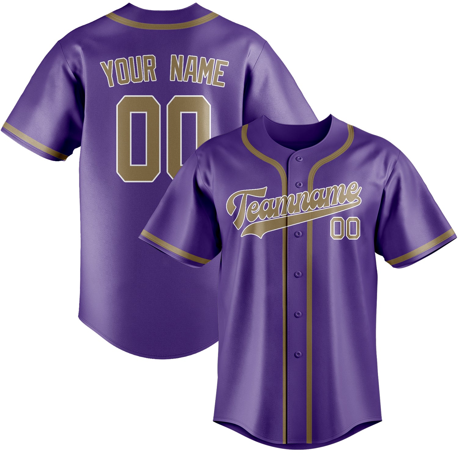 Custom Light Purple Light Khaki Baseball Jersey