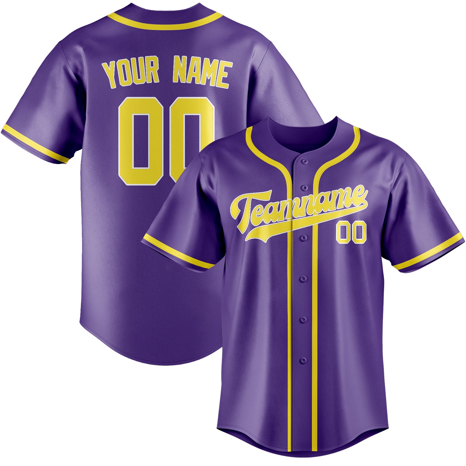 Custom Light Purple Light Yellow Baseball Jersey