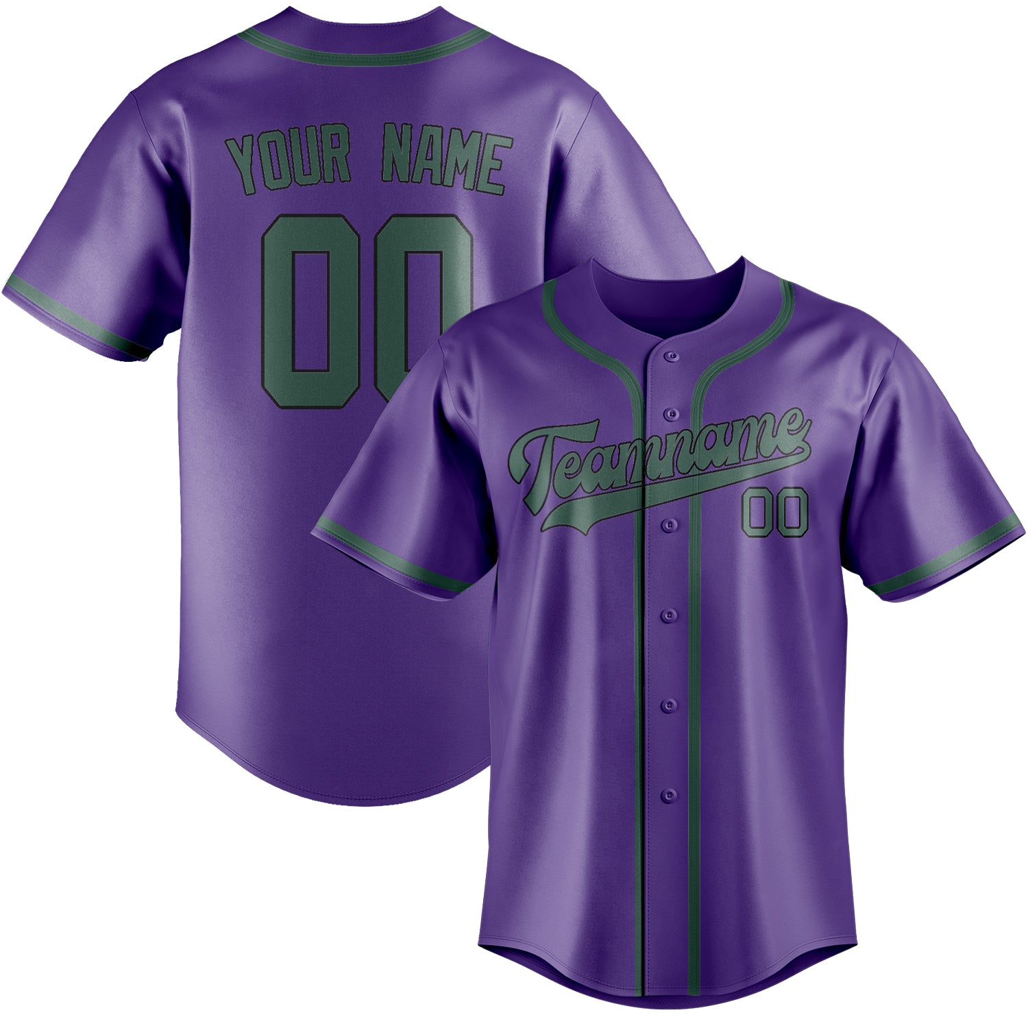 Custom Light Purple Blue Green Baseball Jersey