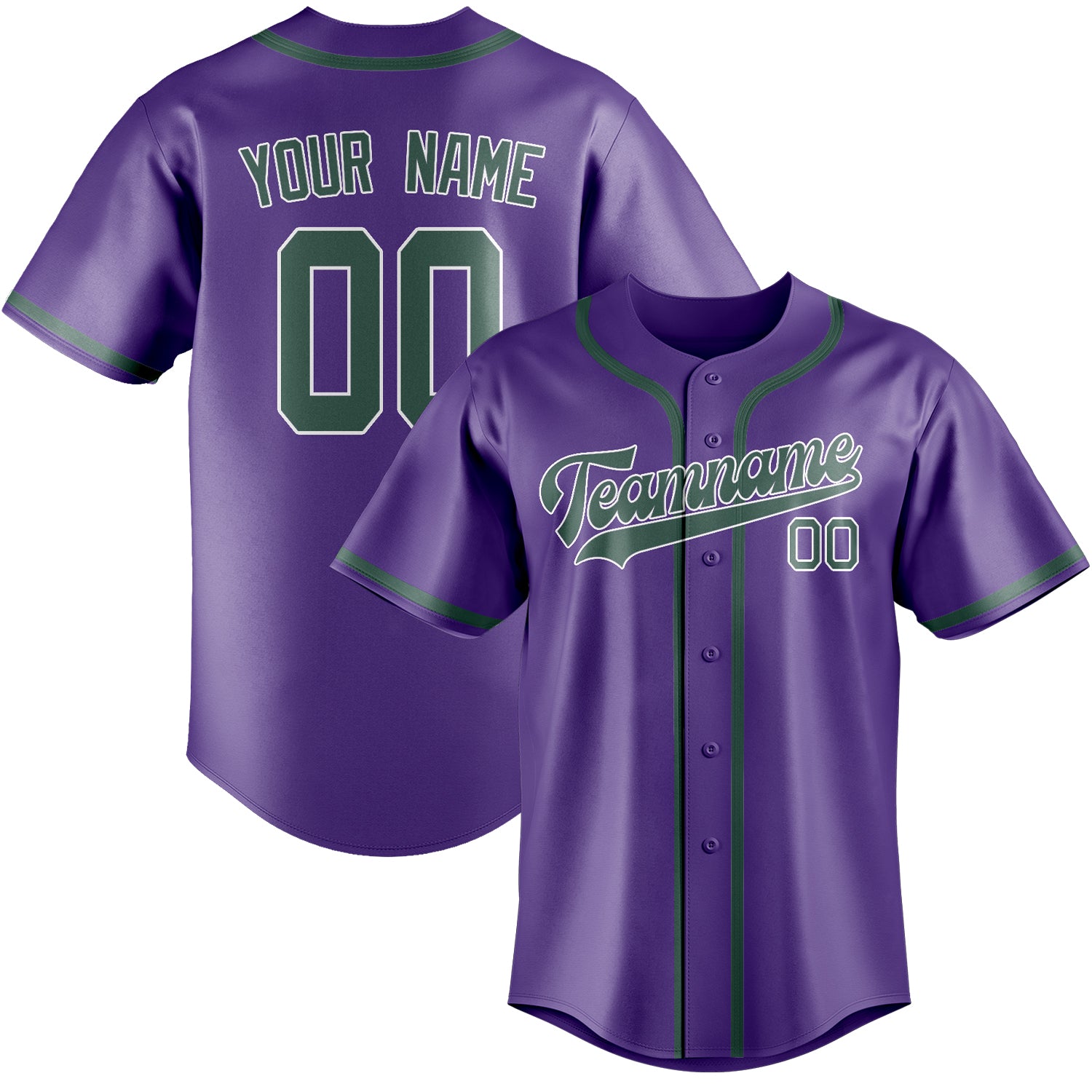 Custom Light Purple Blue Green Baseball Jersey