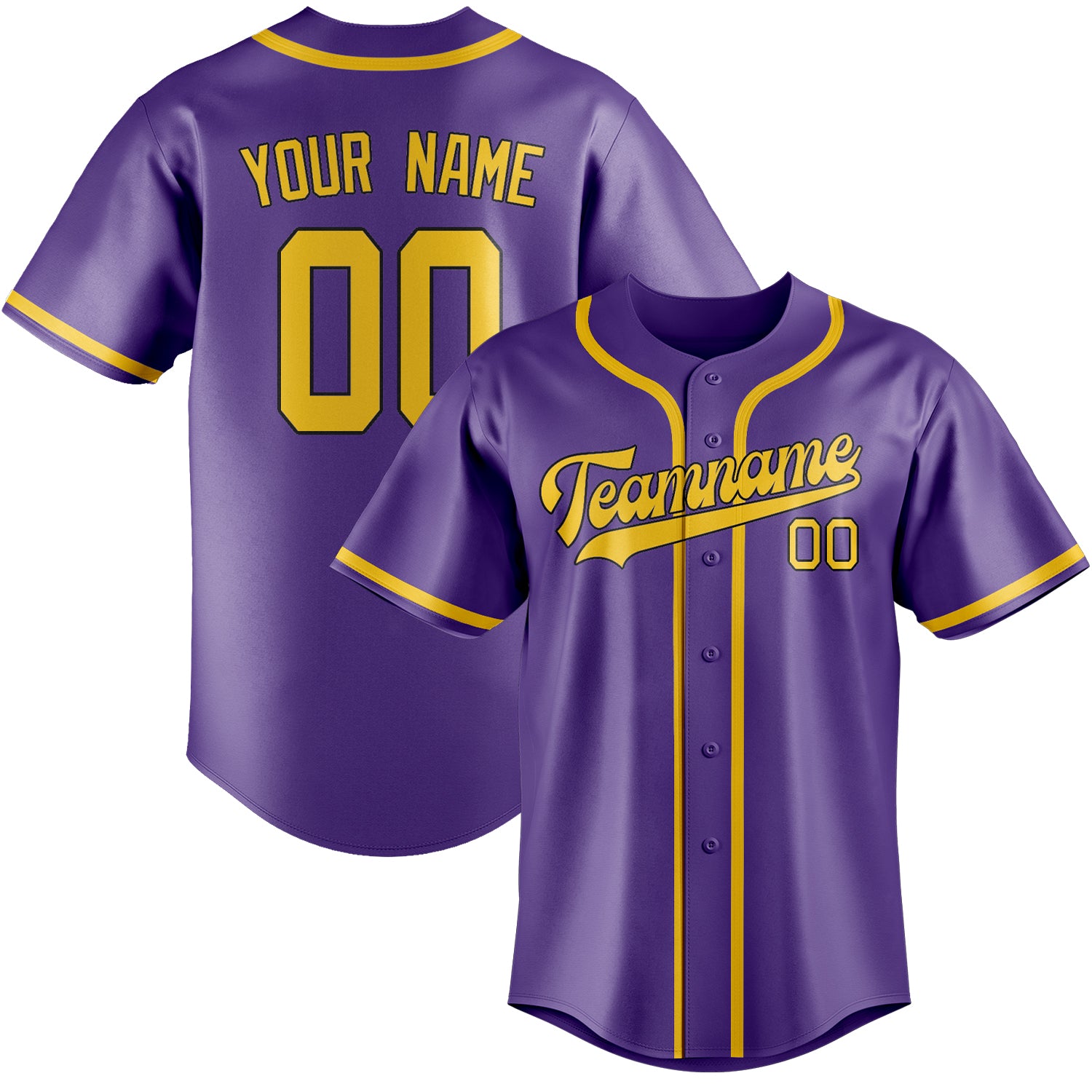 Custom Light Purple Gold Baseball Jersey
