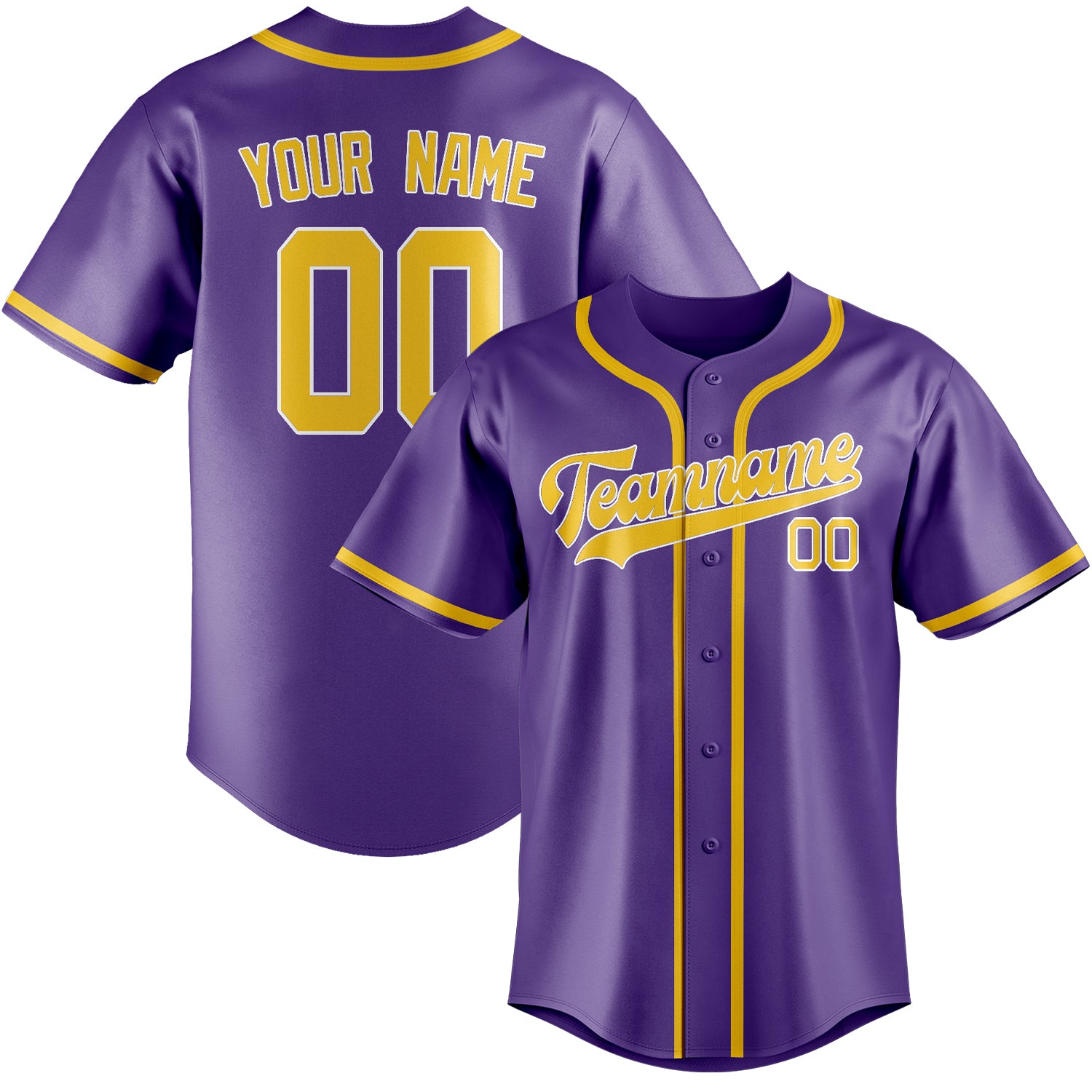 Custom Light Purple Gold Baseball Jersey