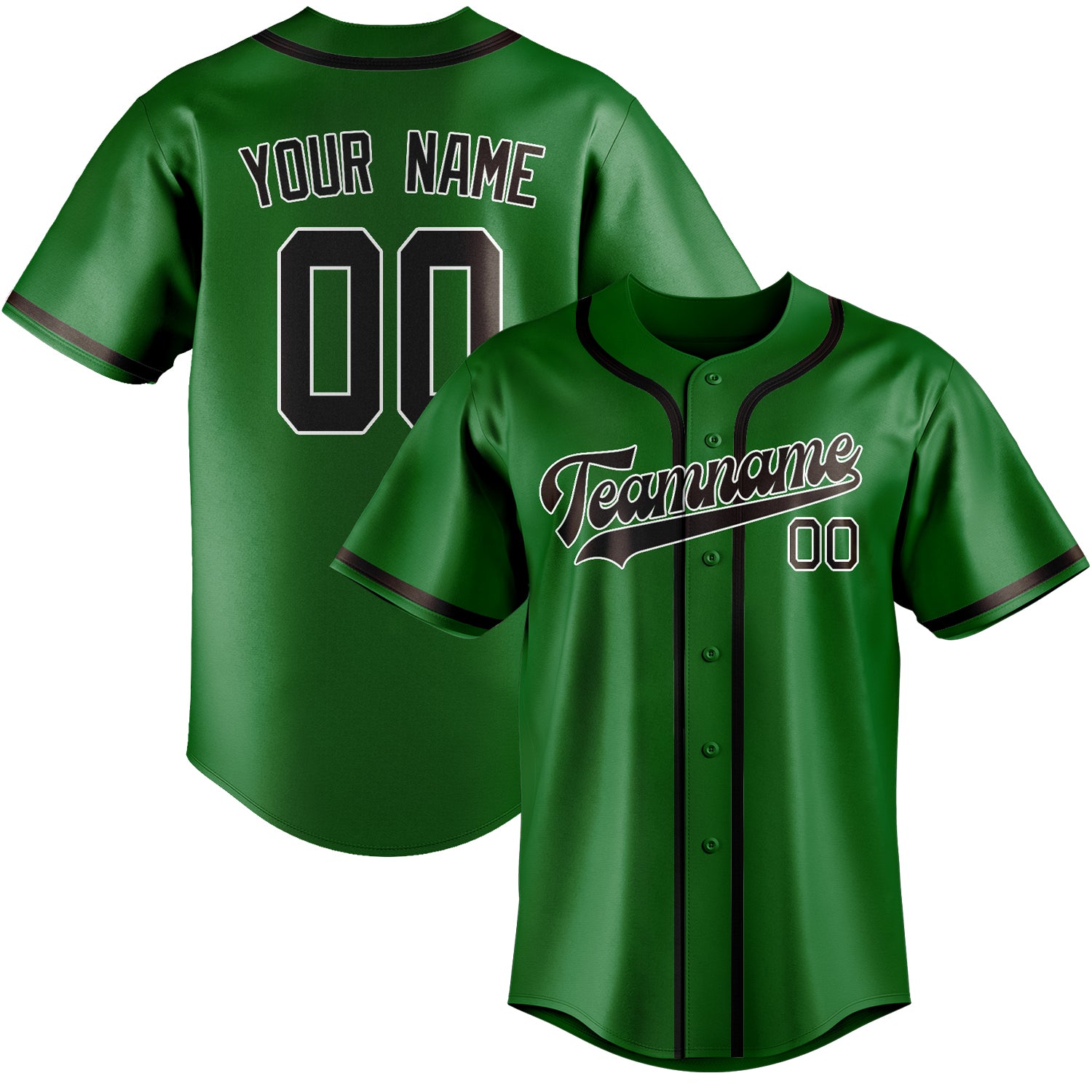 Custom Emerald Green Brown Baseball Jersey
