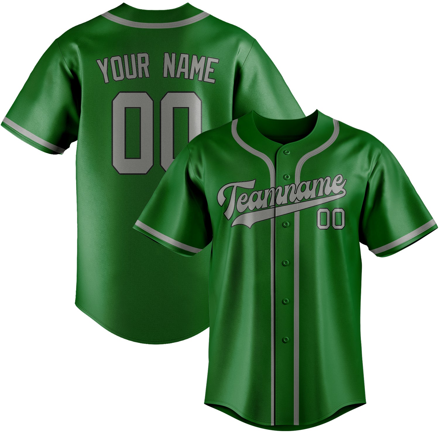Custom Emerald Green Gray Baseball Jersey