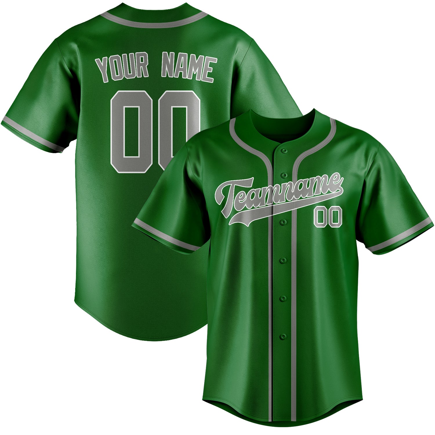 Custom Emerald Green Gray Baseball Jersey