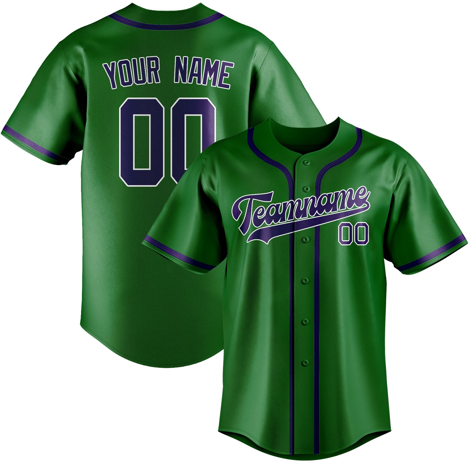 Custom Emerald Green Purple Baseball Jersey