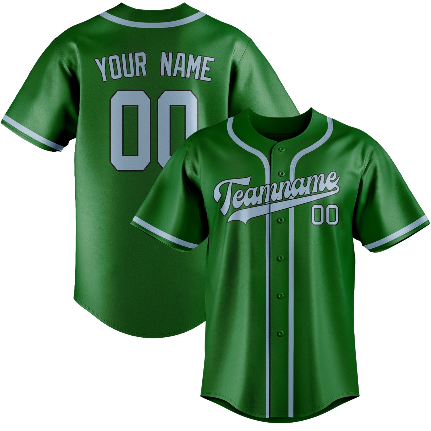 Custom Emerald Green Light Blue Baseball Jersey