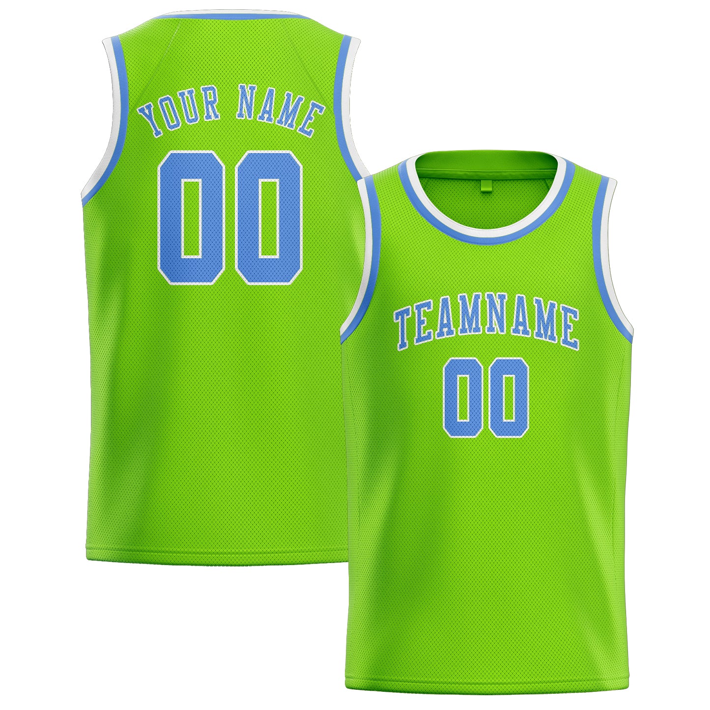 Custom Emerald Green Light Blue Basketball Jersey