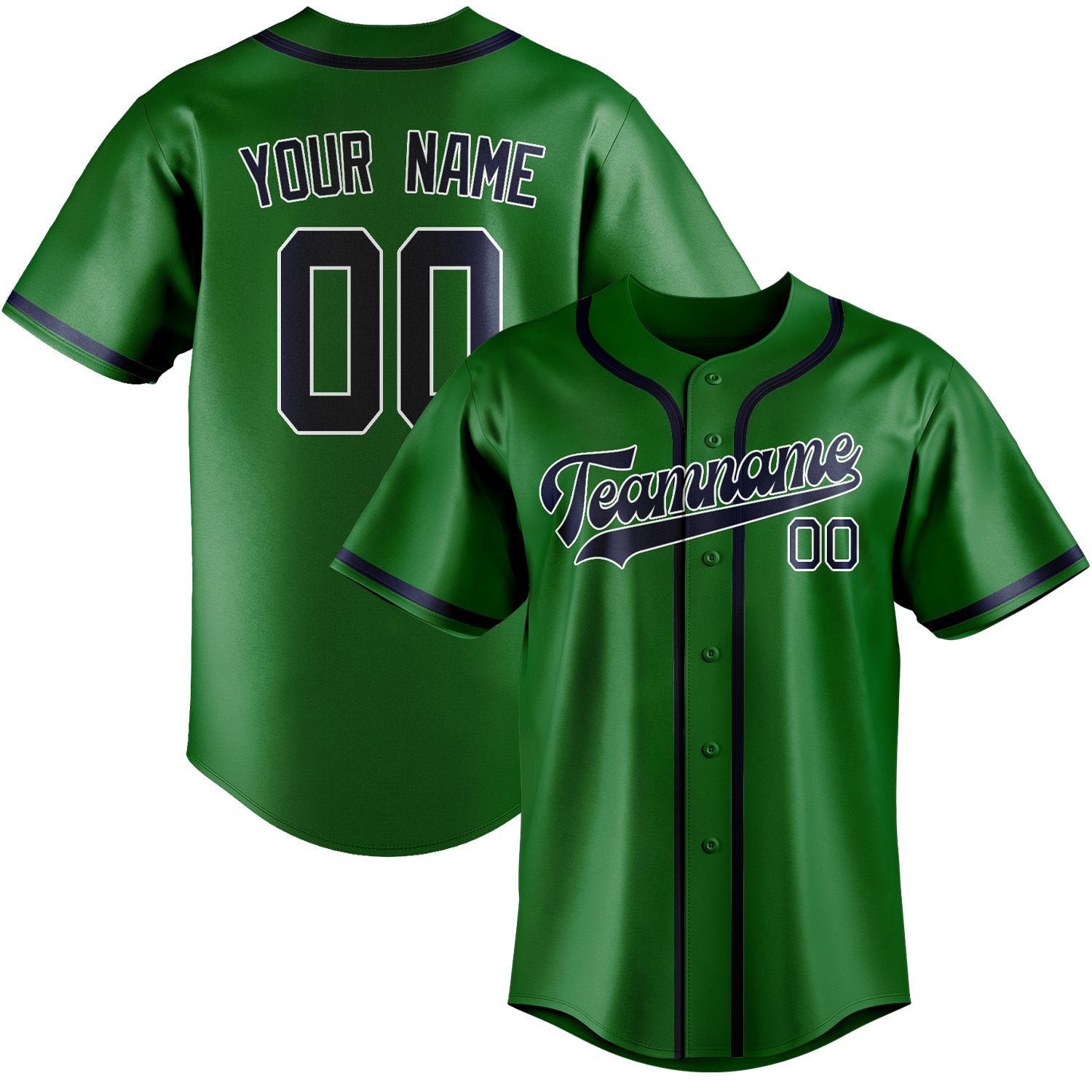 Custom Emerald Green Blue Baseball Jersey