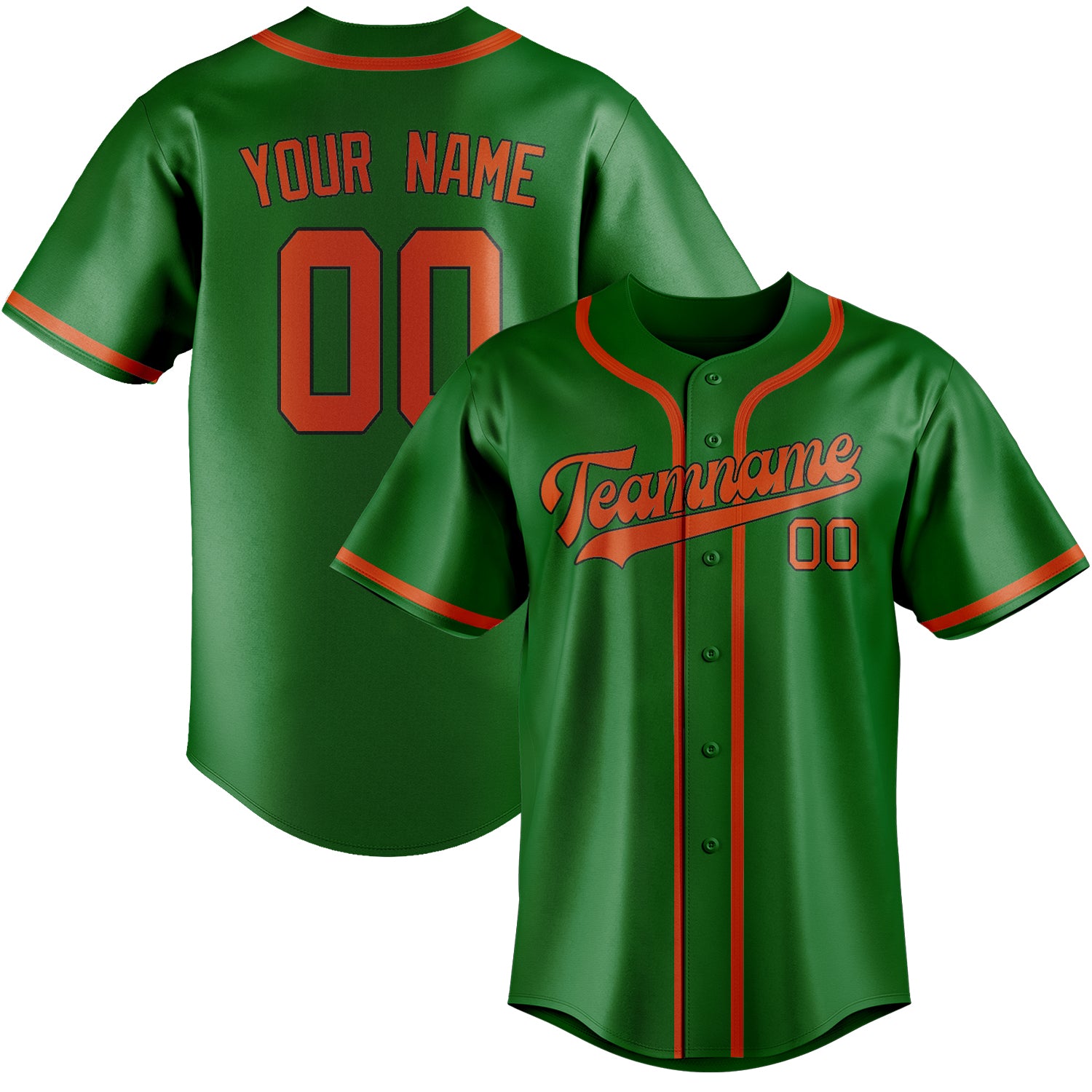 Custom Emerald Green Orange Red Baseball Jersey
