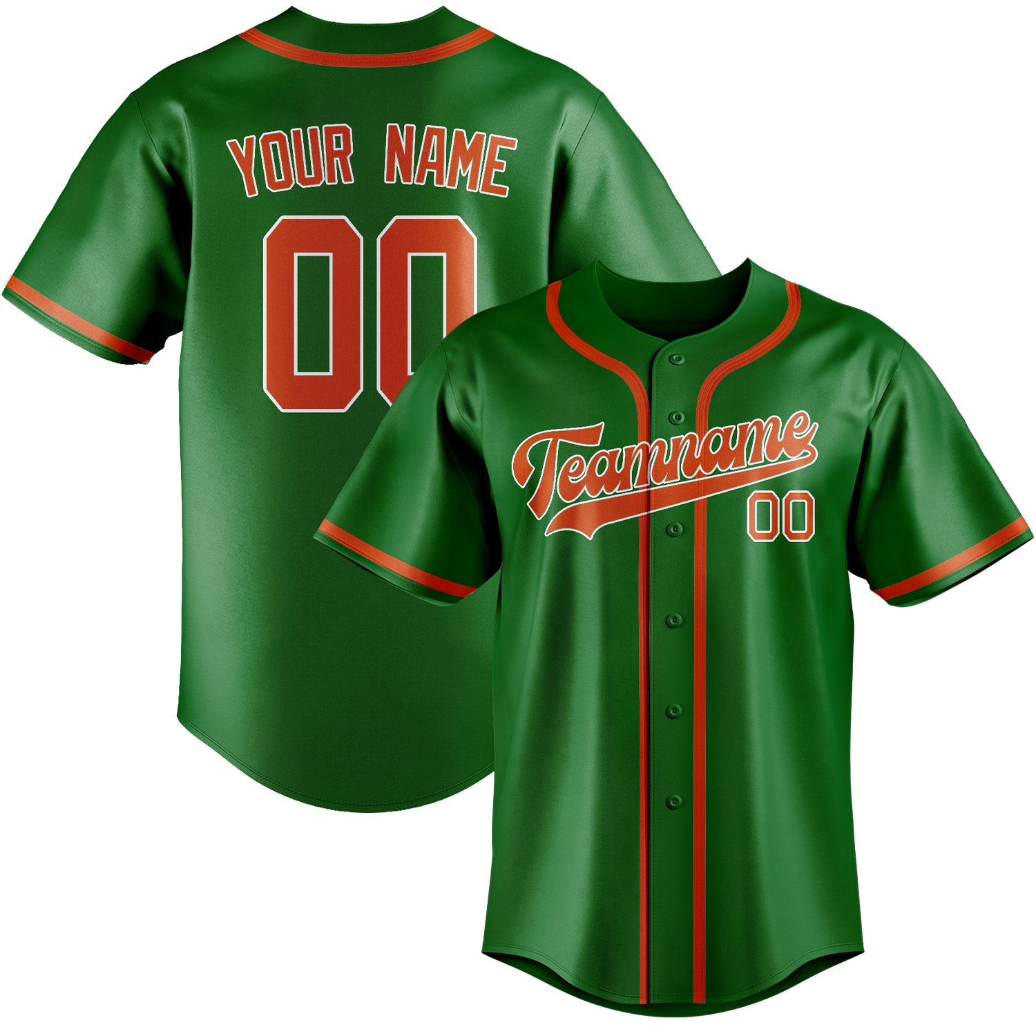 Custom Emerald Green Orange Red Baseball Jersey