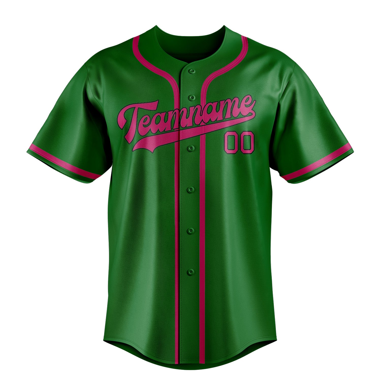 Custom Emerald Green Pink Baseball Jersey