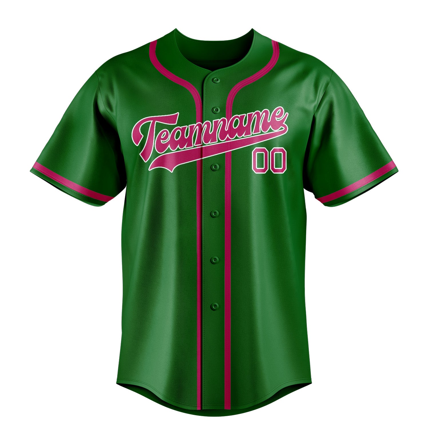 Custom Emerald Green Pink Baseball Jersey