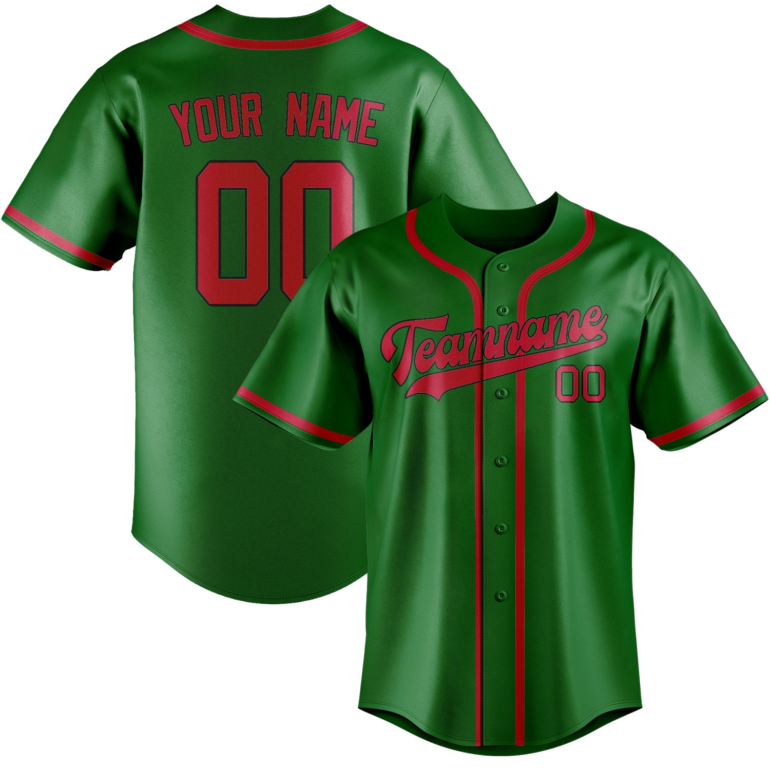 Custom Emerald Green Red Baseball Jersey
