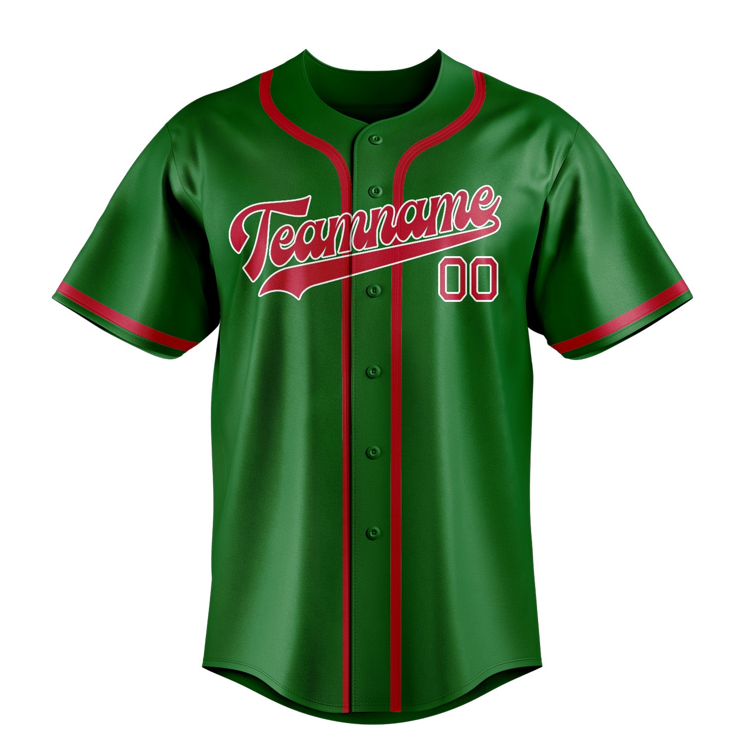 Custom Emerald Green Red Baseball Jersey