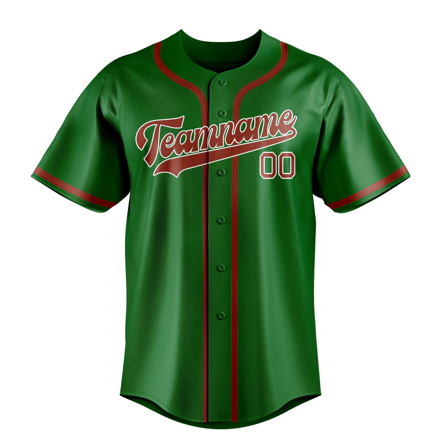 Custom Emerald Green Coral Red Baseball Jersey