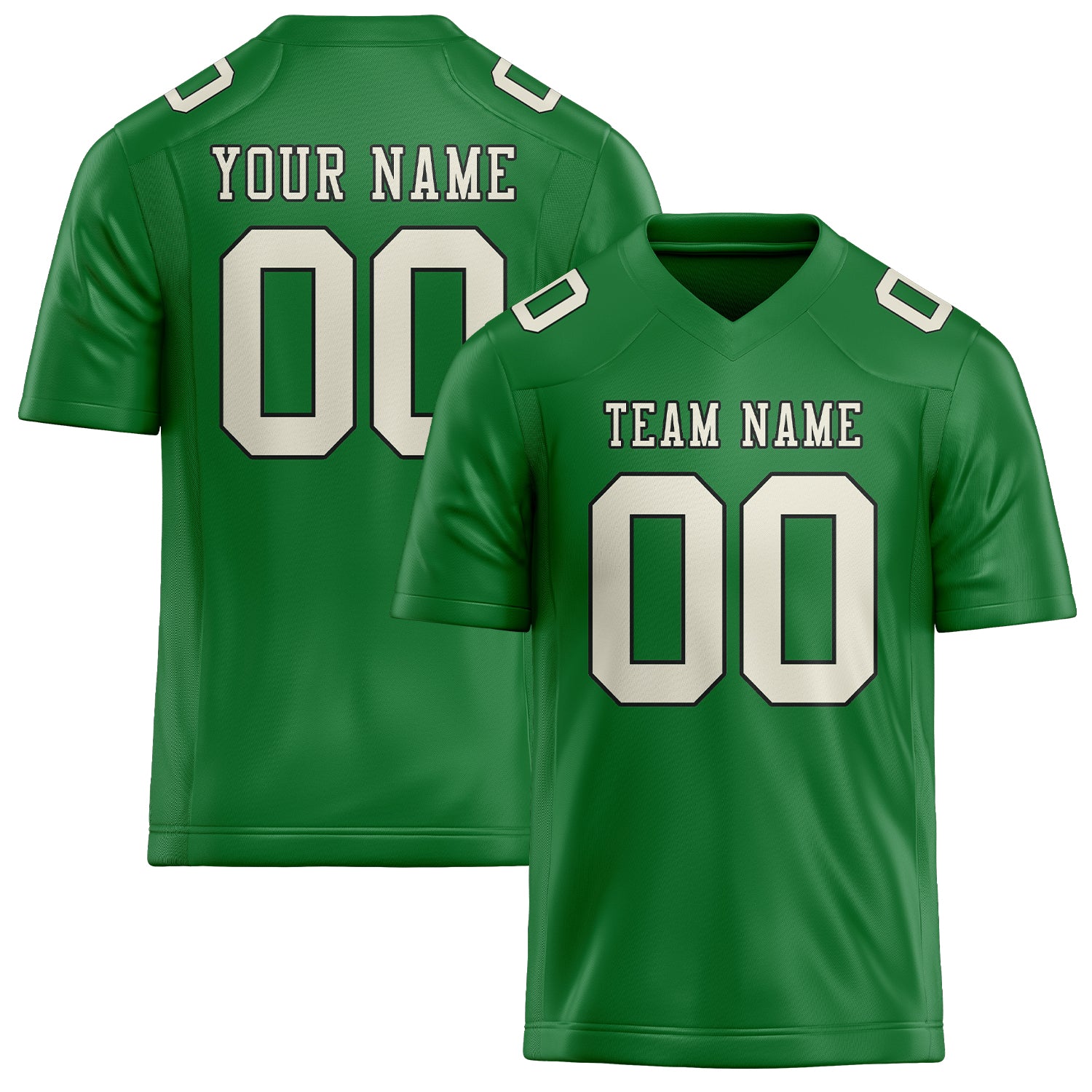 Custom Emerald Green Cream Football Jersey