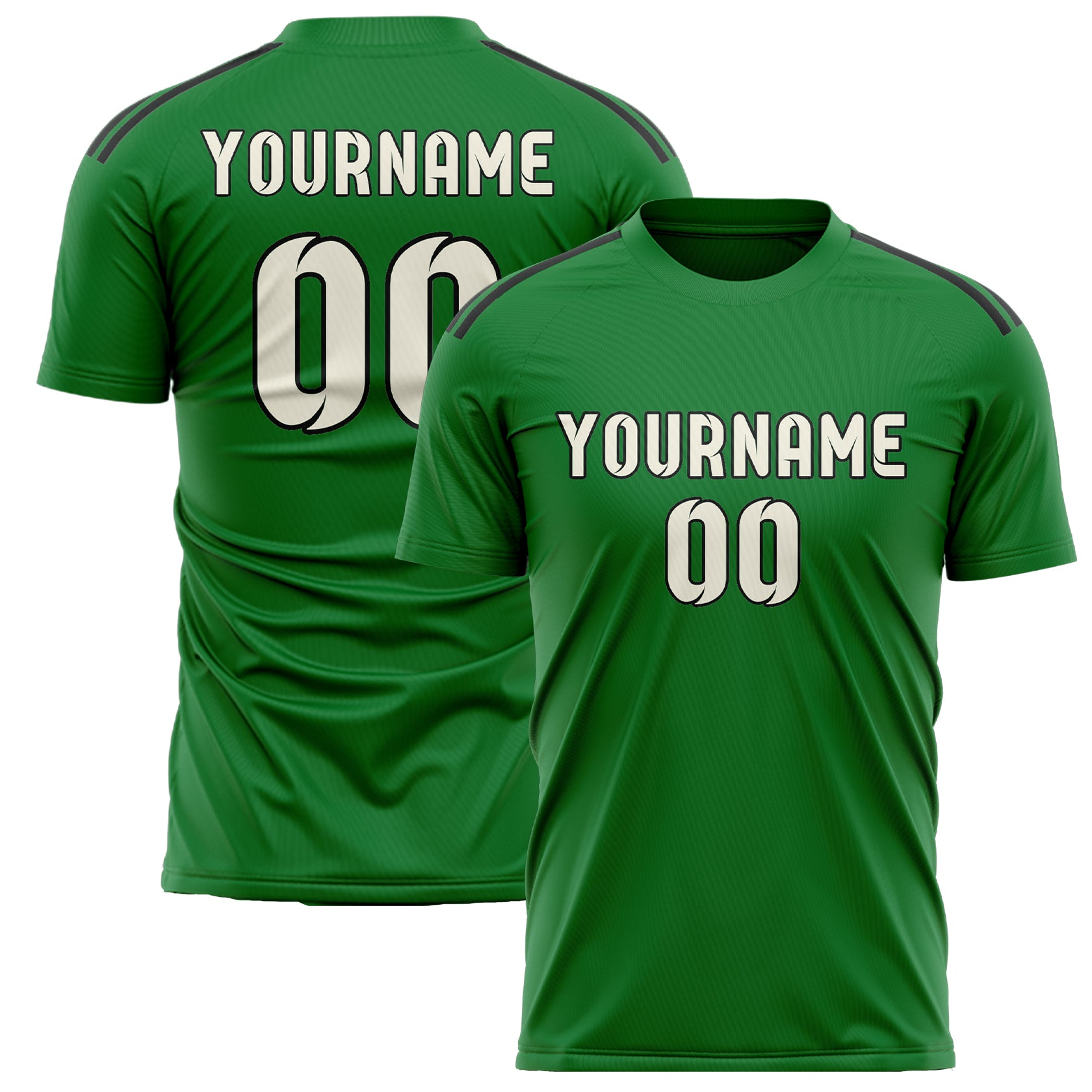 Custom Emerald Green Cream Soccer Jersey