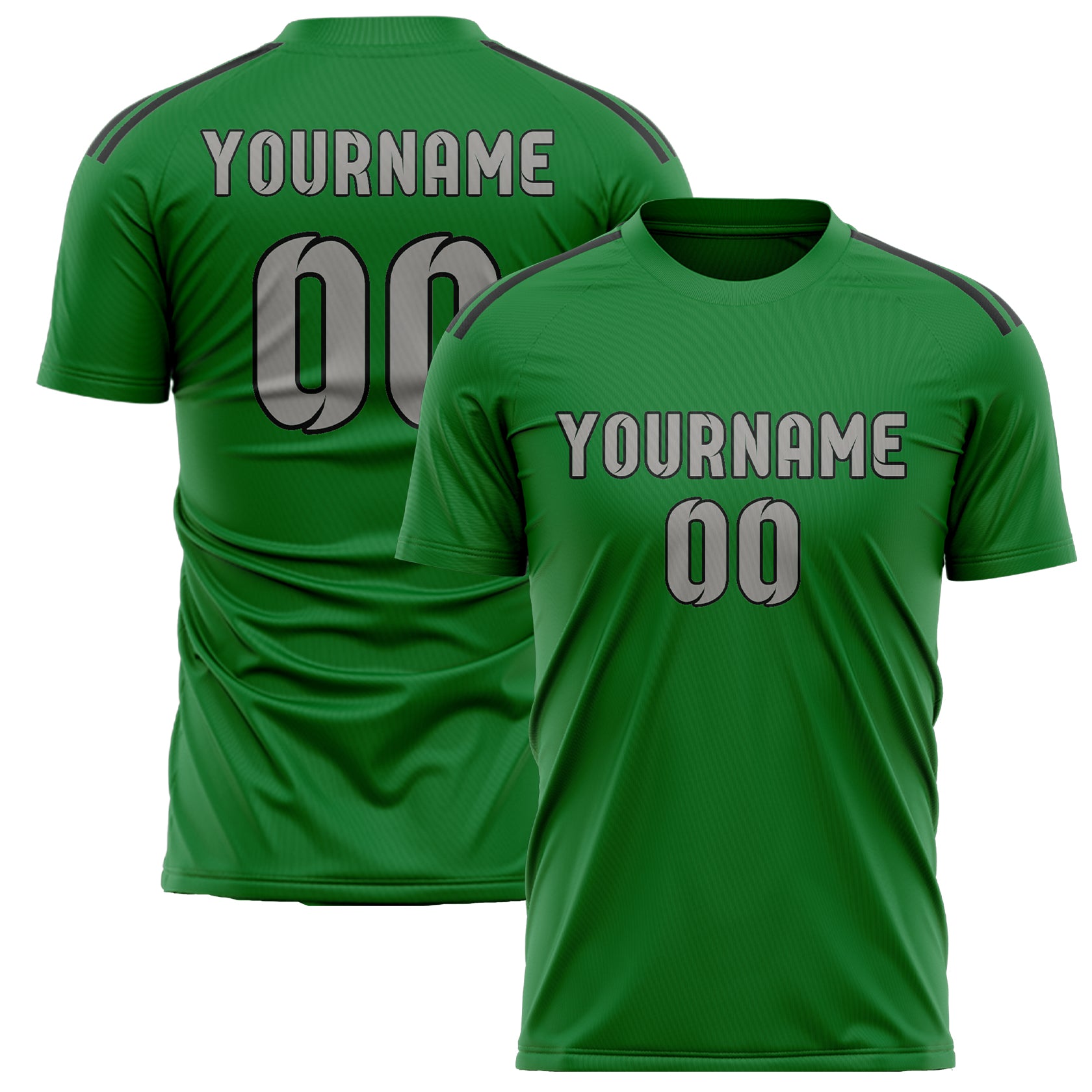 Custom Emerald Green Gray Soccer Jersey