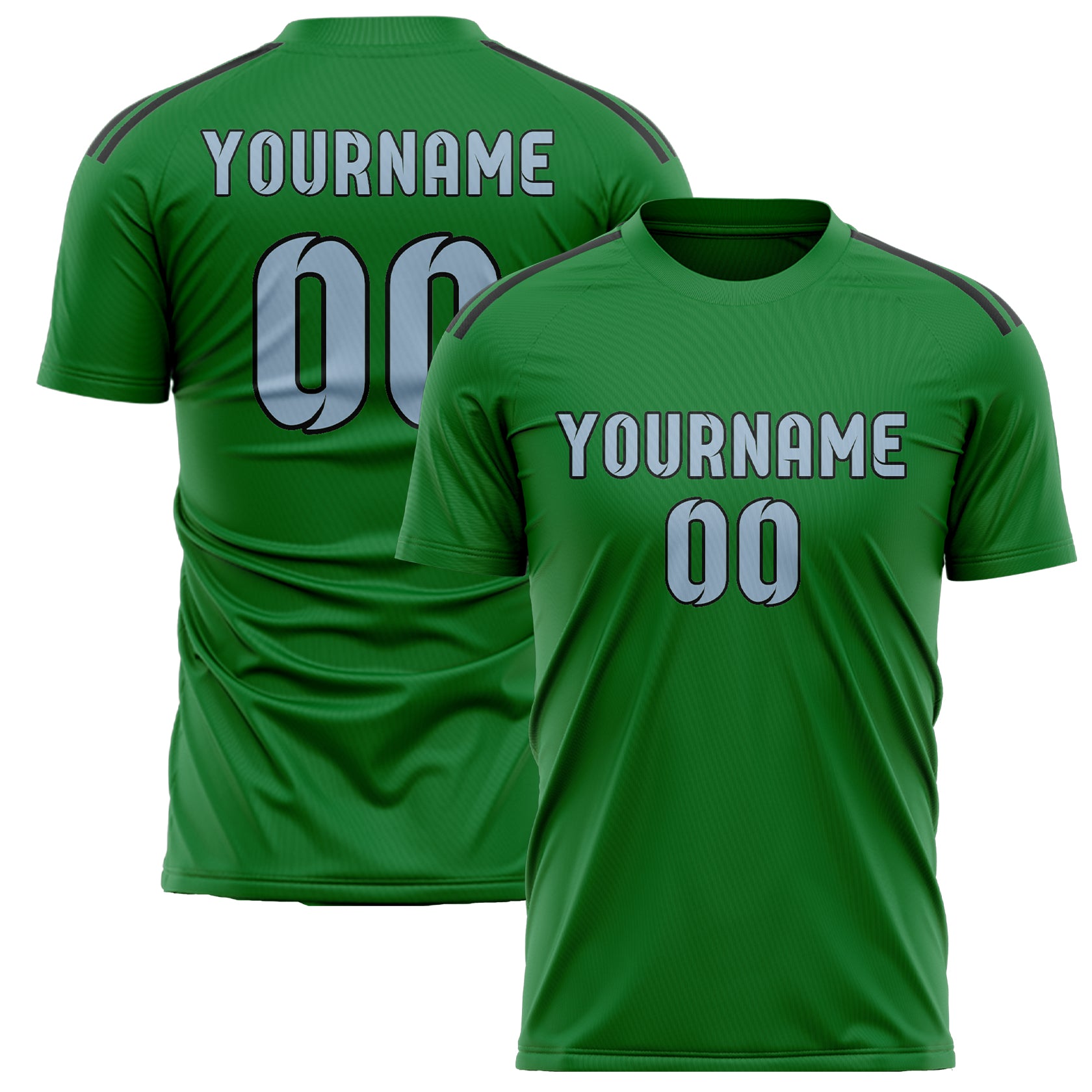 Custom Emerald Green Light Blue Soccer Jersey