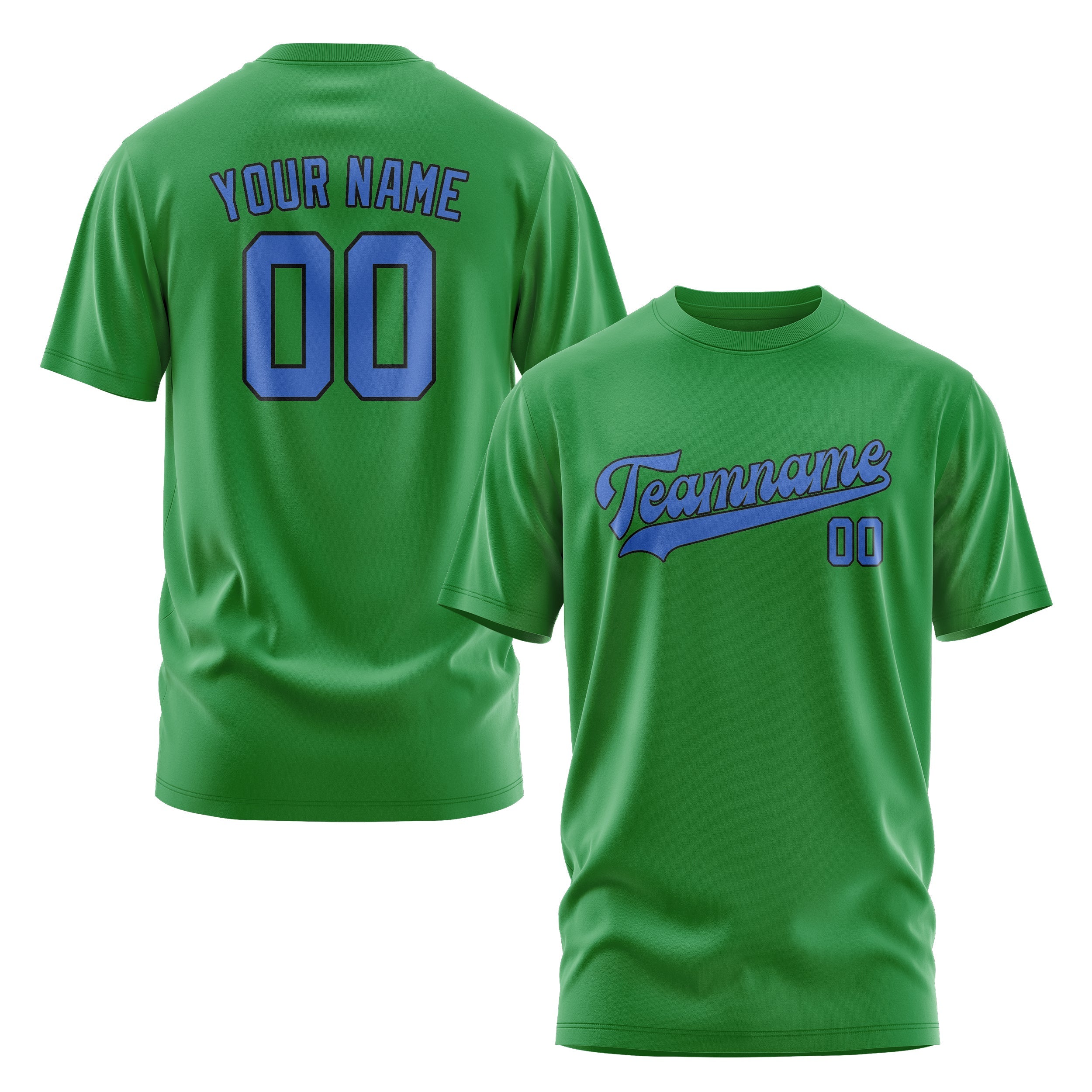 Custom Emerald Green Sky Blue T-Shirt