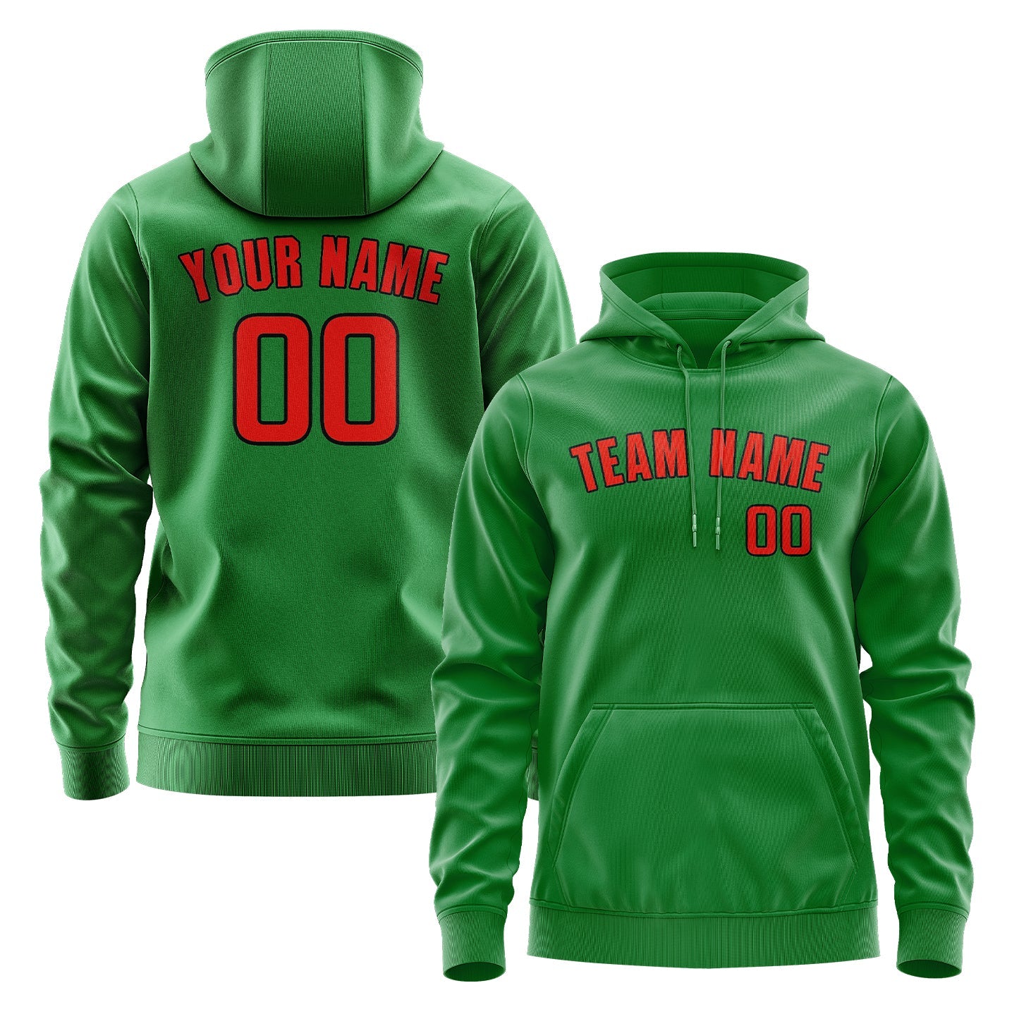 Custom Emerald Green Orange Red Hoodie
