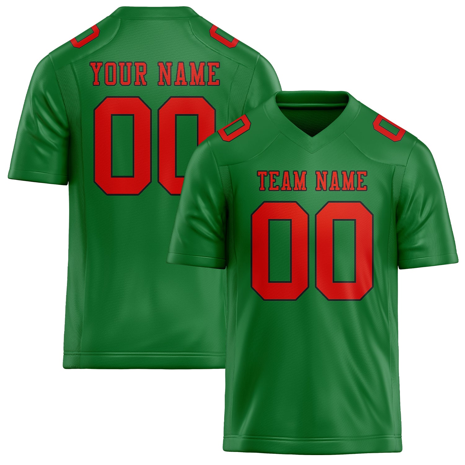 Custom Emerald Green Orange Red Football Jersey