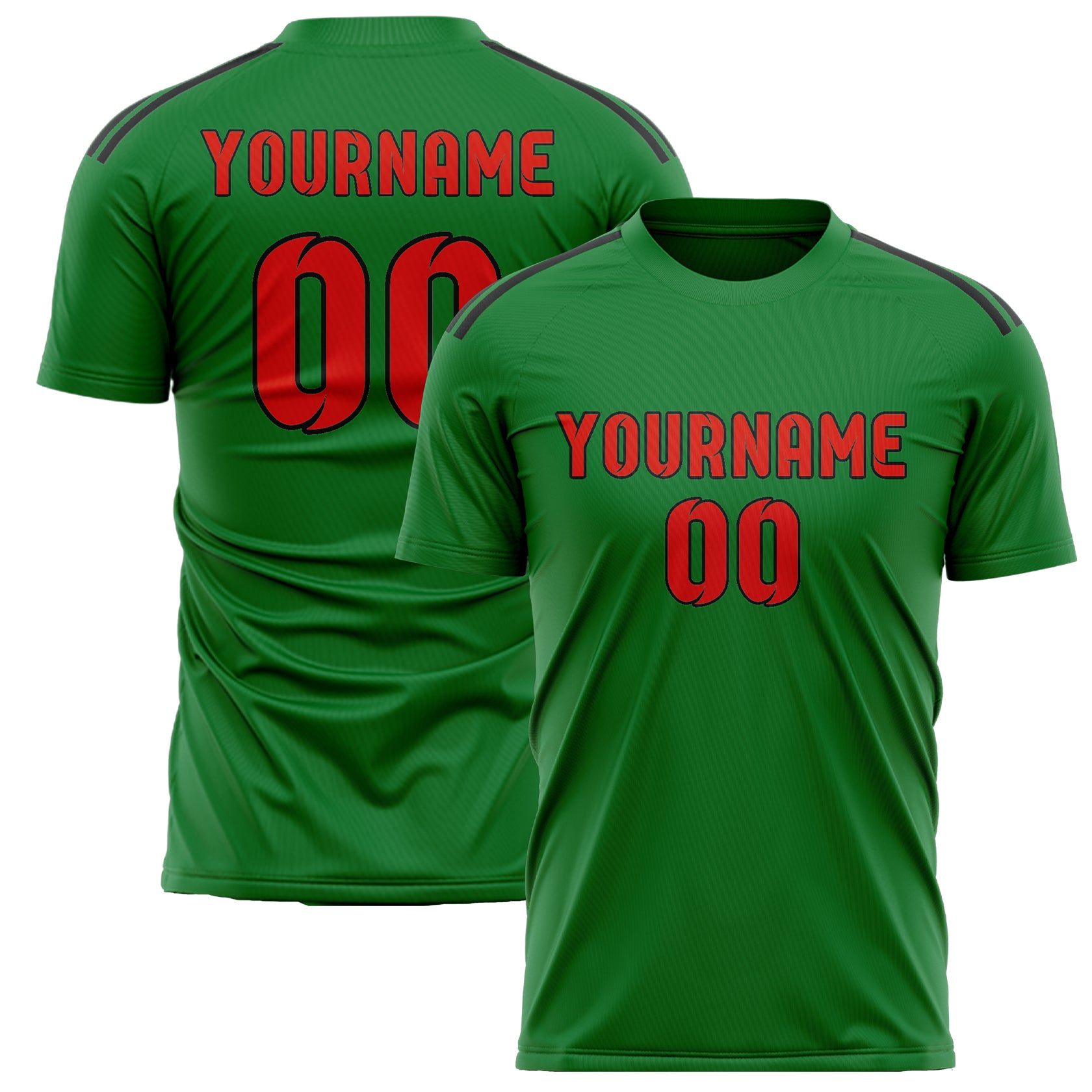 Custom Emerald Green Orange Red Soccer Jersey