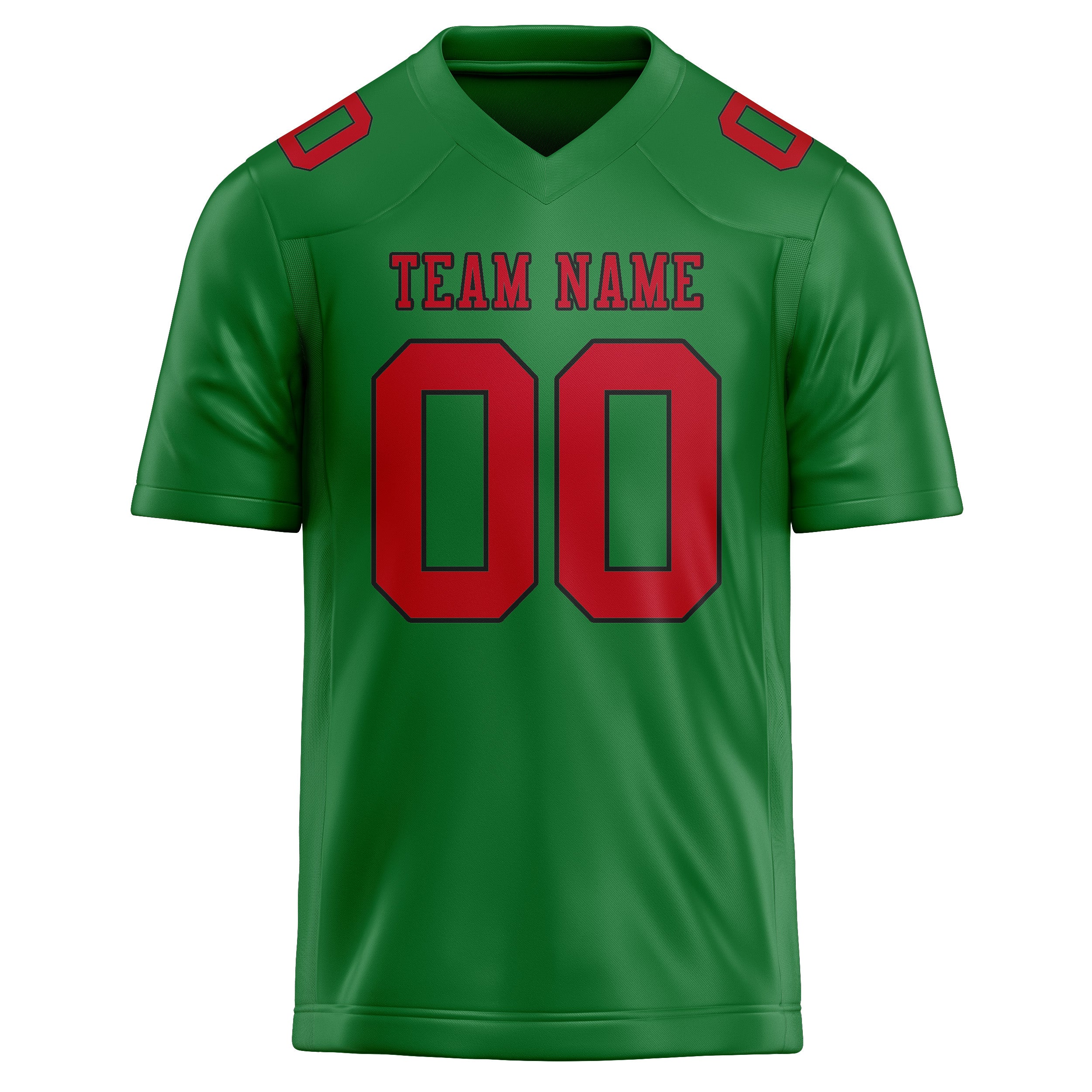 Custom Emerald Green Red Football Jersey