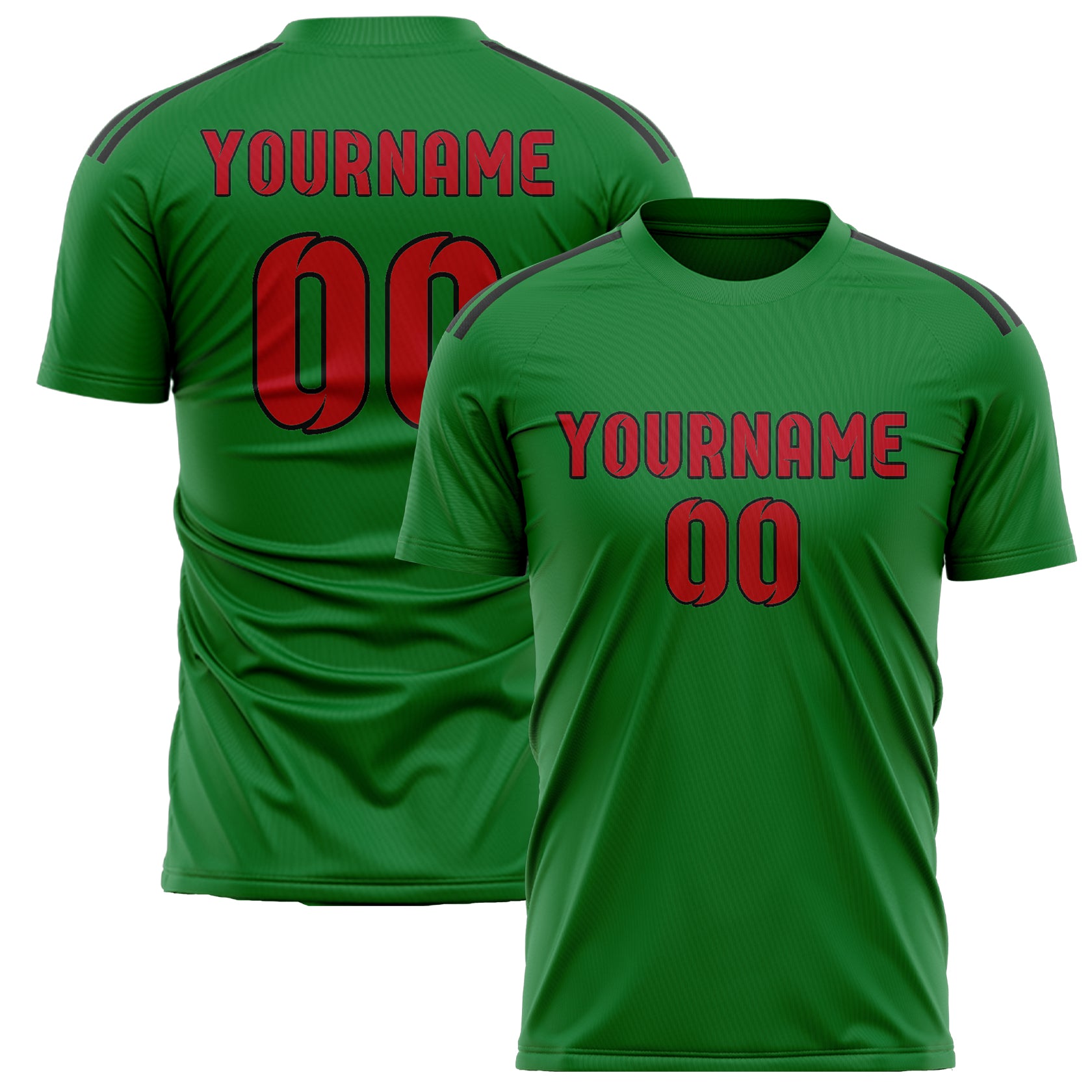 Custom Emerald Green Red Soccer Jersey