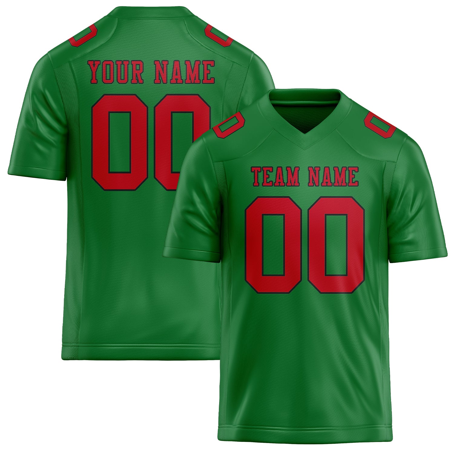 Custom Emerald Green Red Football Jersey