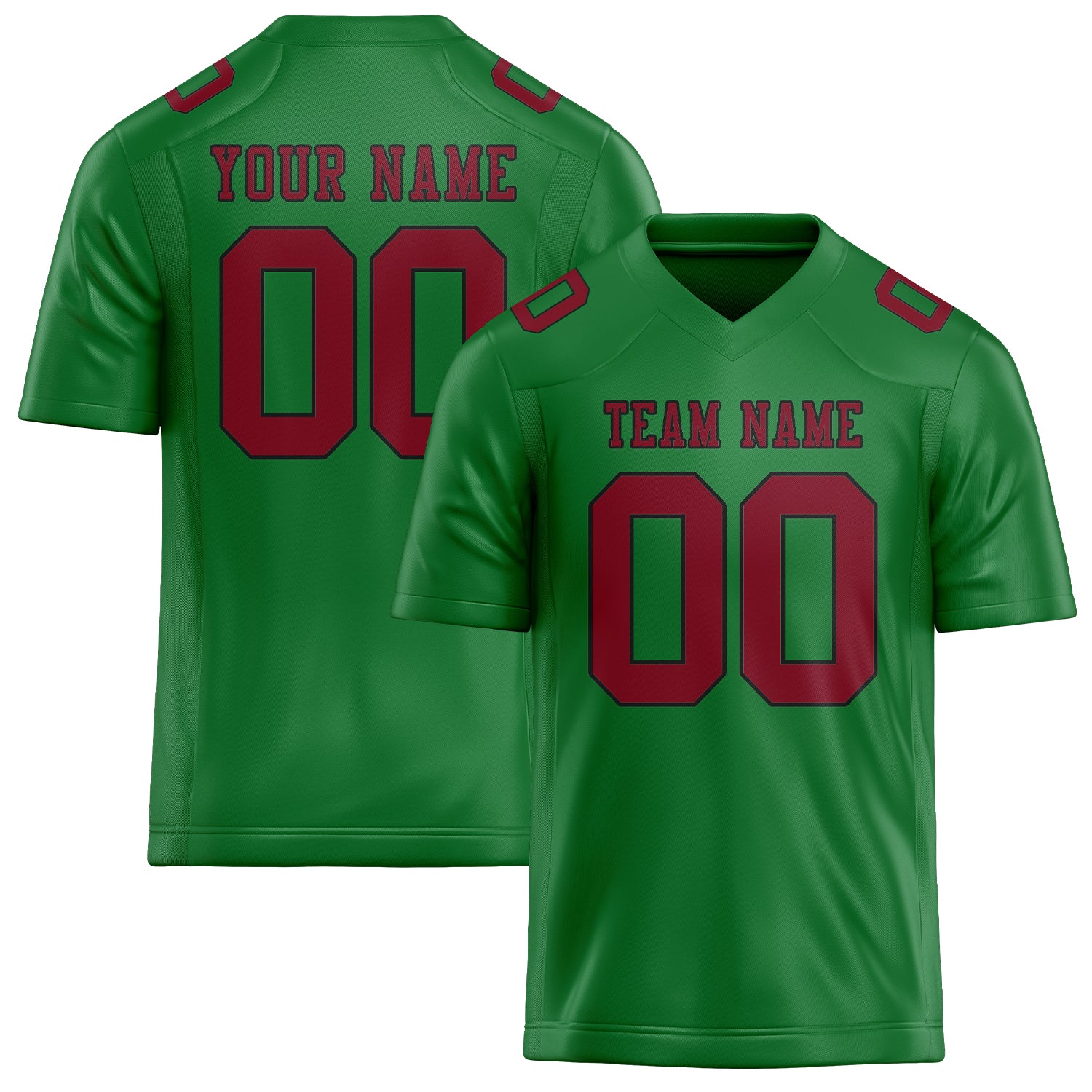 Custom Emerald Green Crimson Red Football Jersey
