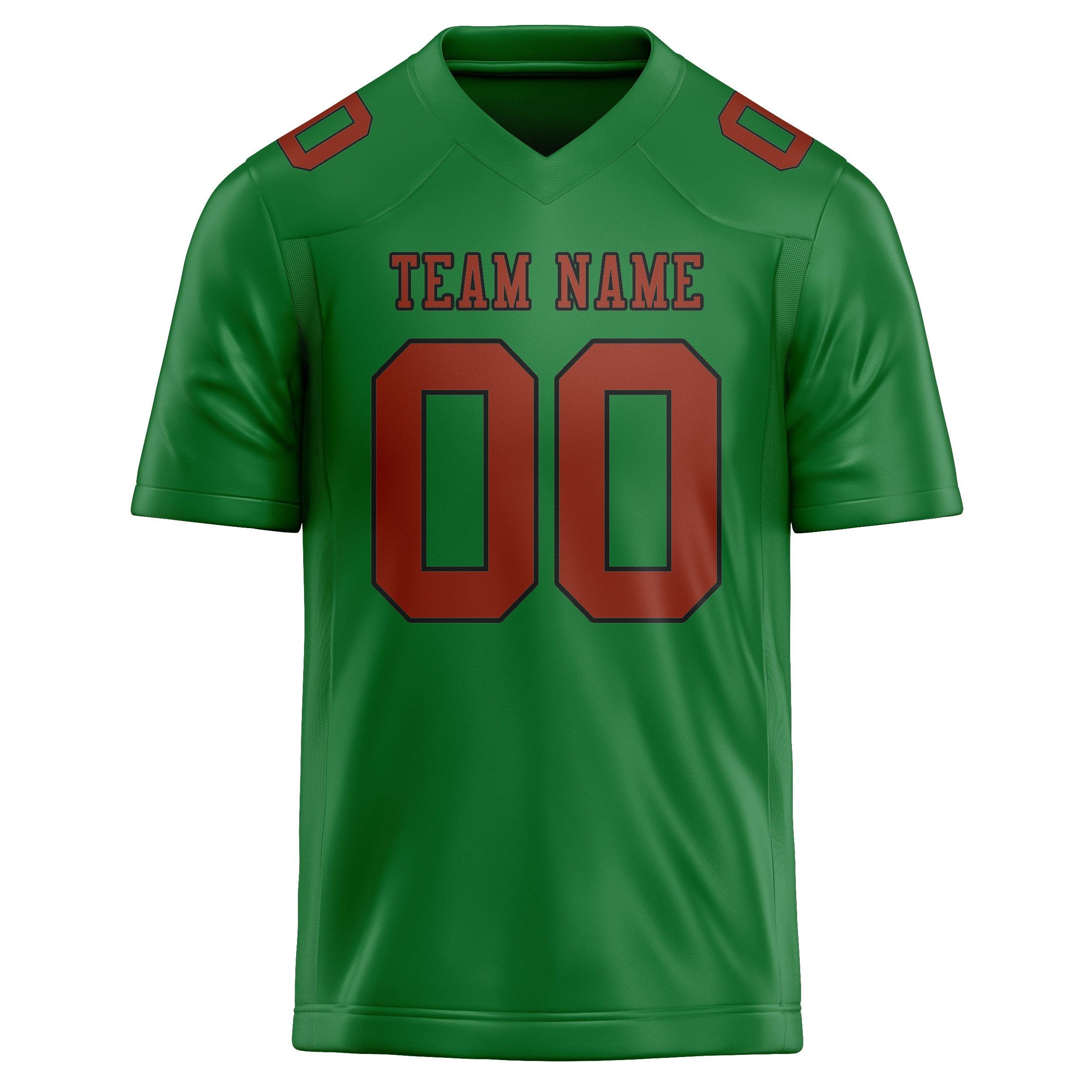 Custom Emerald Green Coral Red Football Jersey