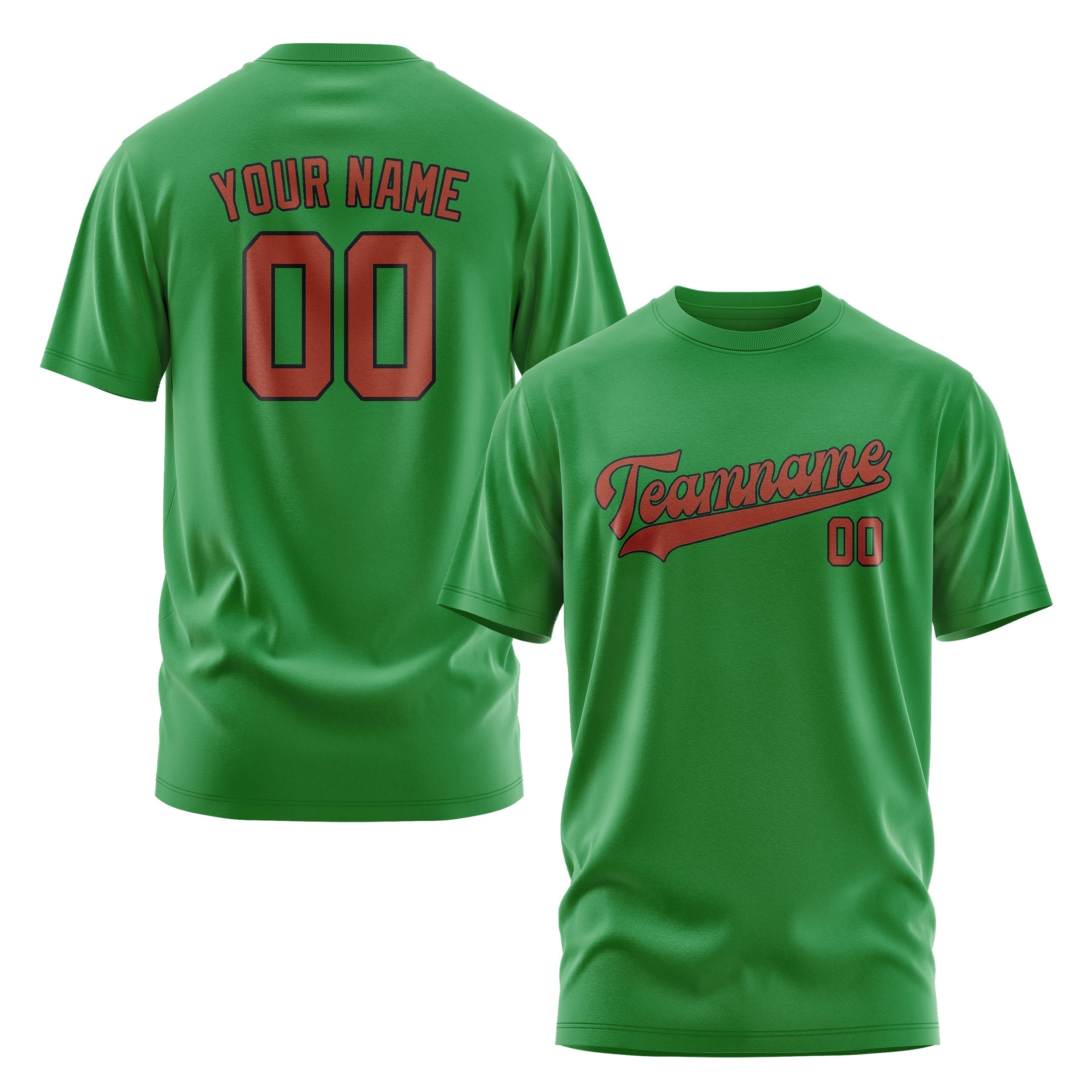 Custom Emerald Green Coral Red T-Shirt