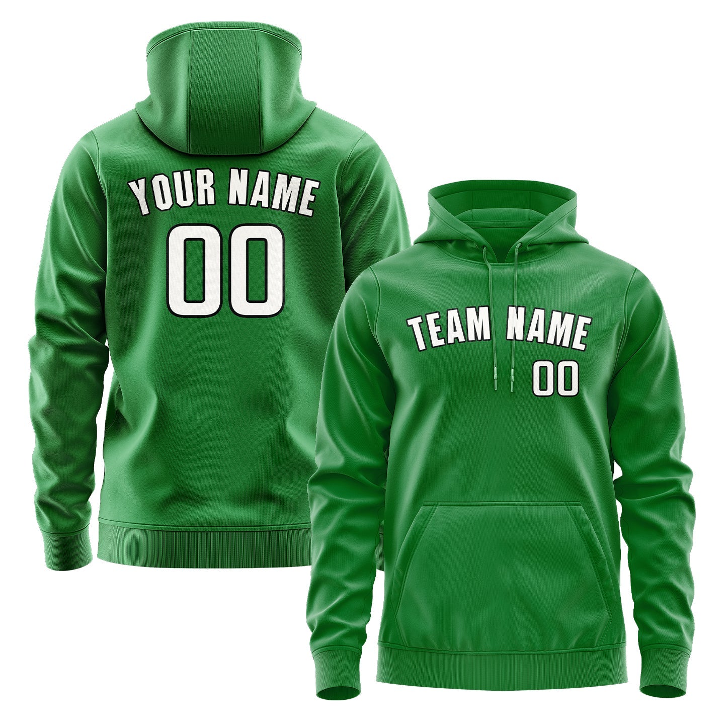 Custom Emerald Green White Hoodie