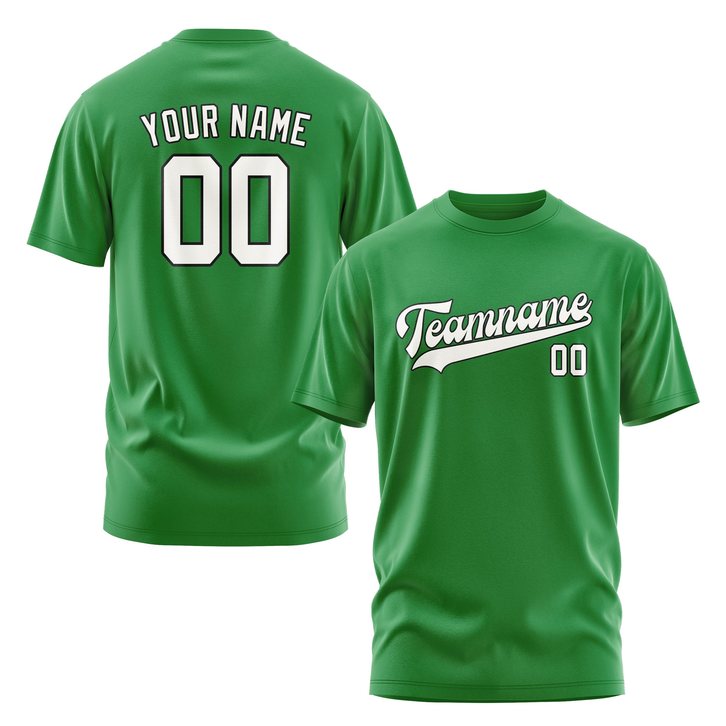 Custom Emerald Green White T-Shirt